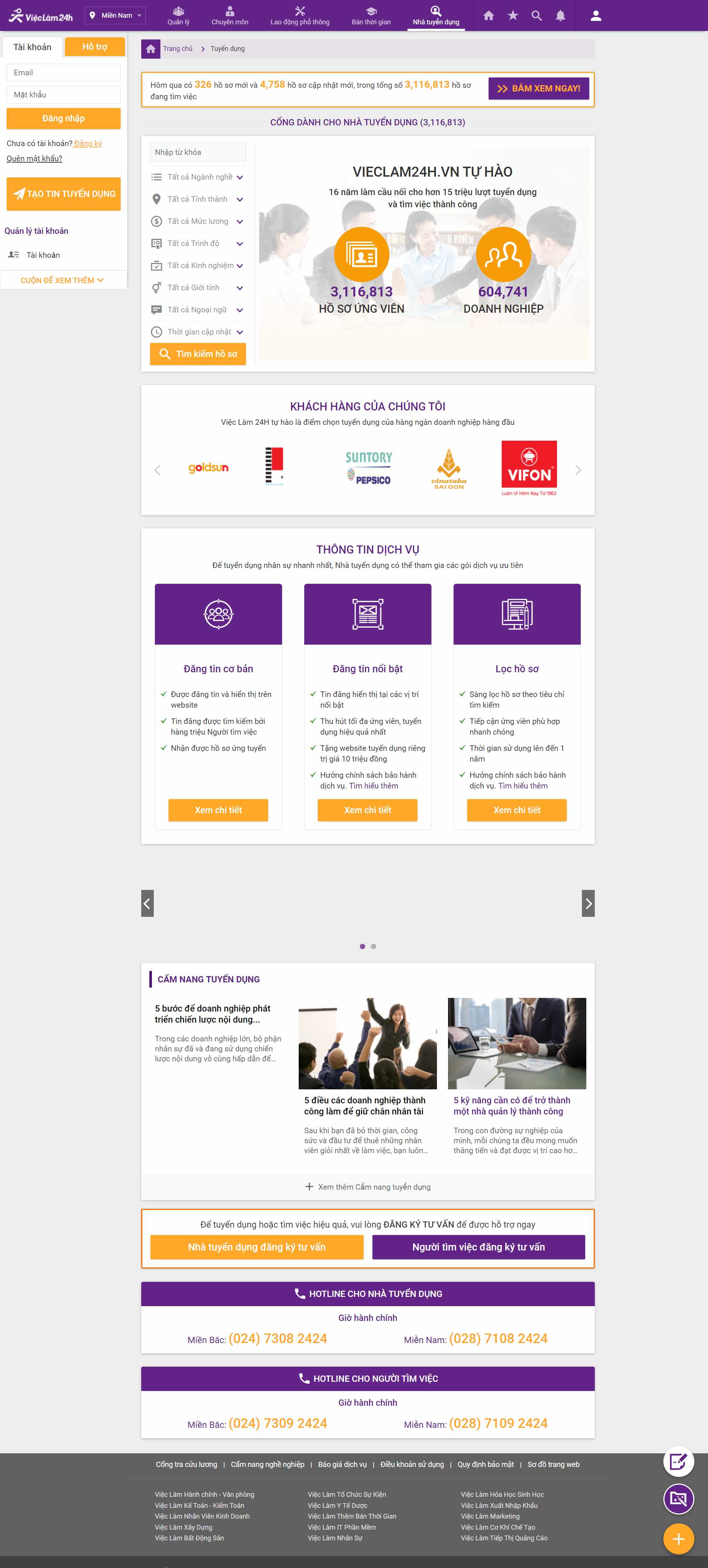 Thiết kế Web tuyển dụng  việc làm vieclam24h.vn