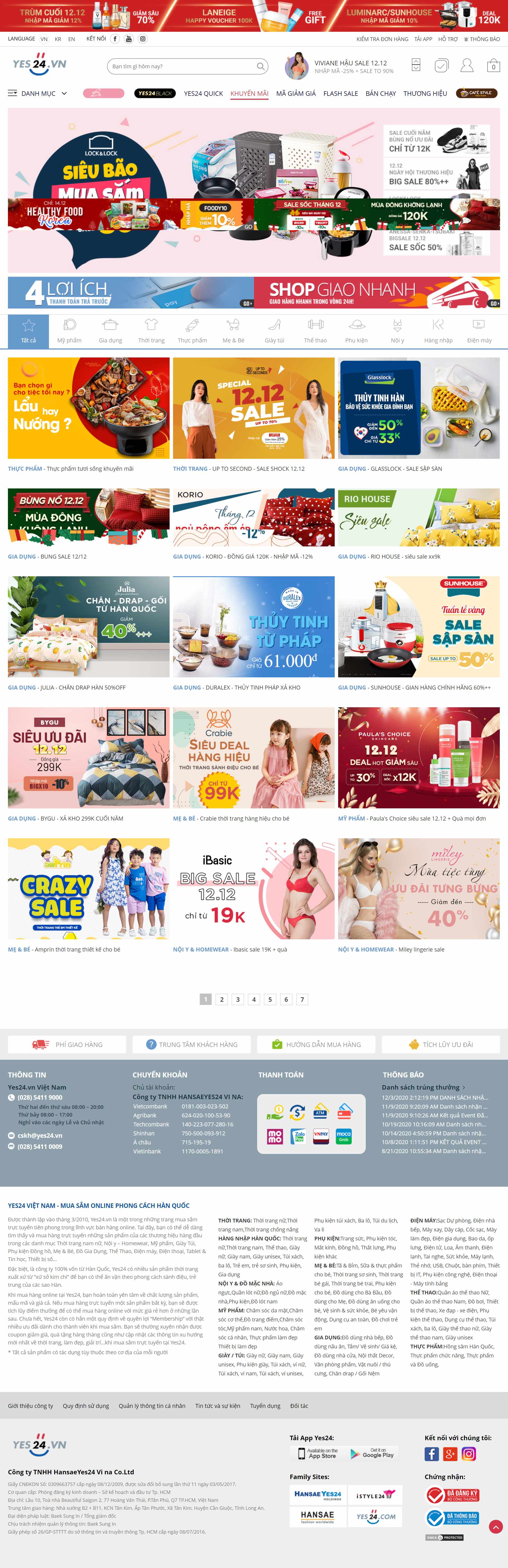 Thiết kế Web bán hàng trực tuyến yes24.vn