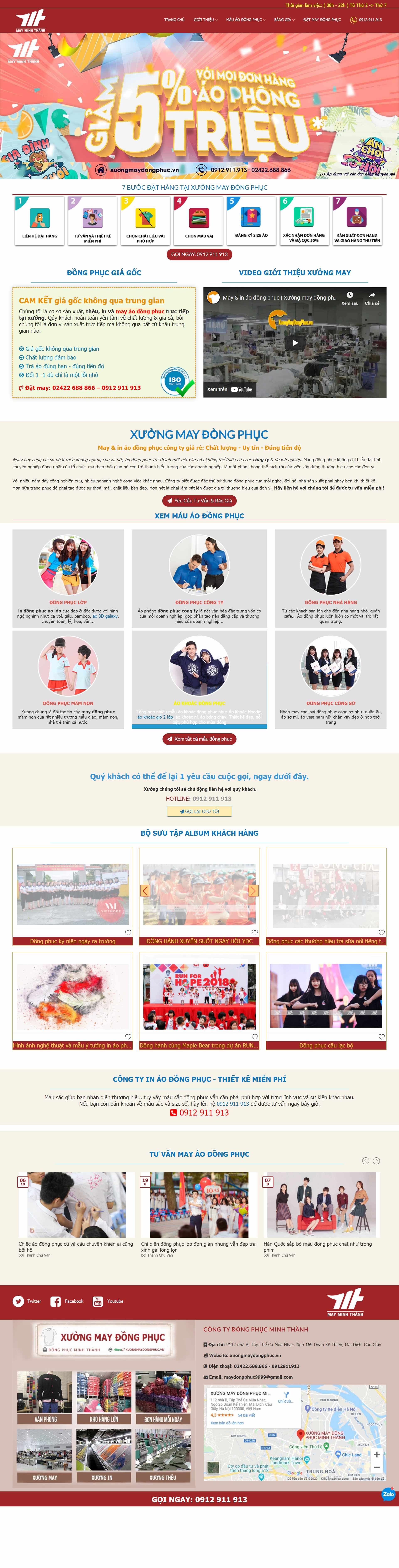 Thiết kế Web xưởng may đồng phục xuongmaydongphuc.vn