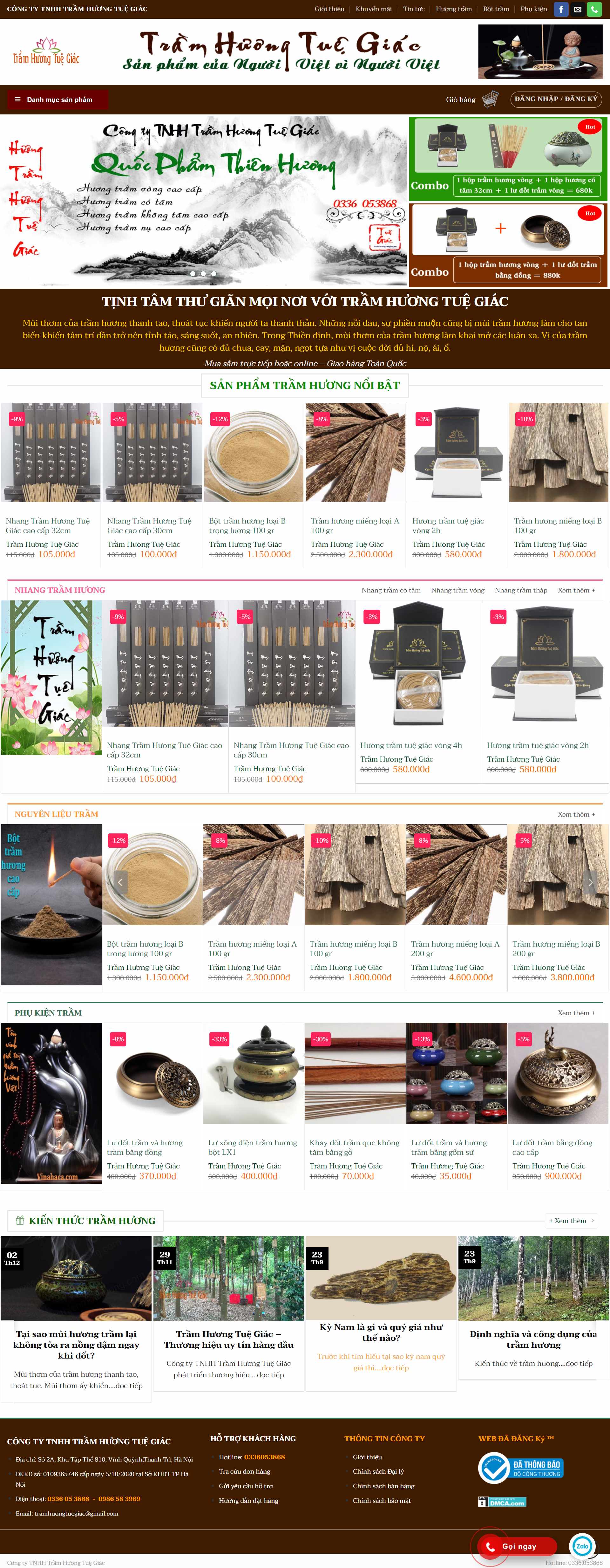 Thiết kế Web bán trầm hương tramhuongtuegiac.vn