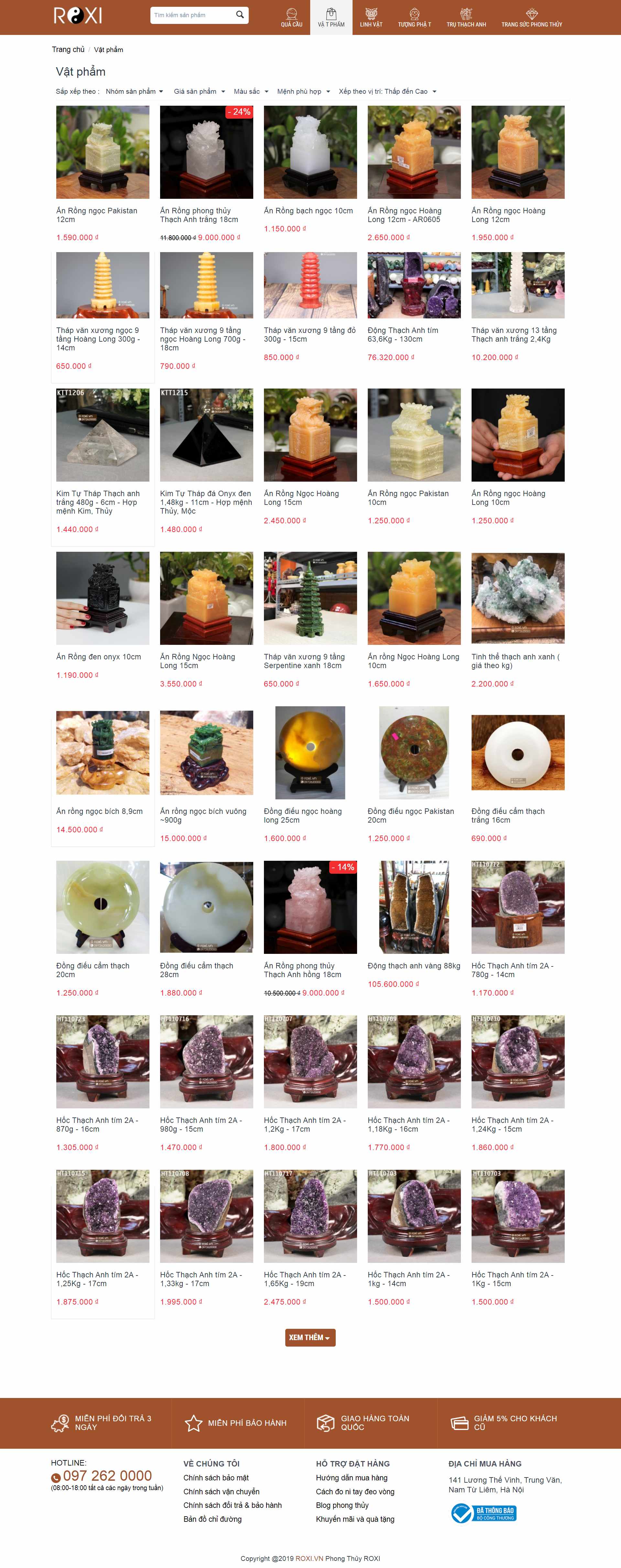 Thiết kế Web vật phẩm phong thủy đẹp roxi.vn