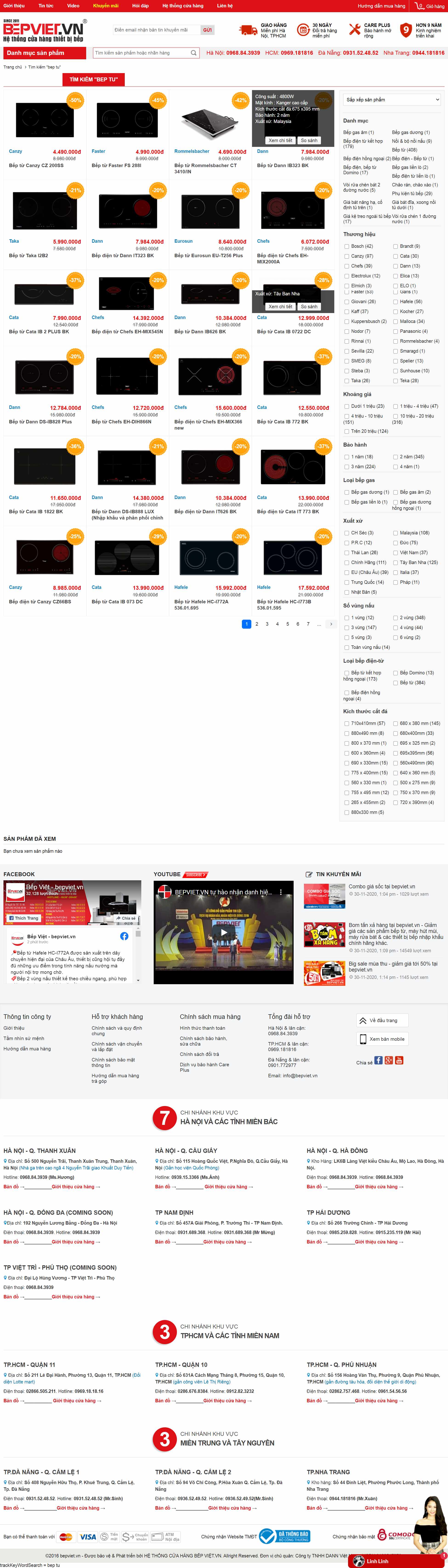 Thiết kế Web bán bếp từ đẹp bepviet.vn