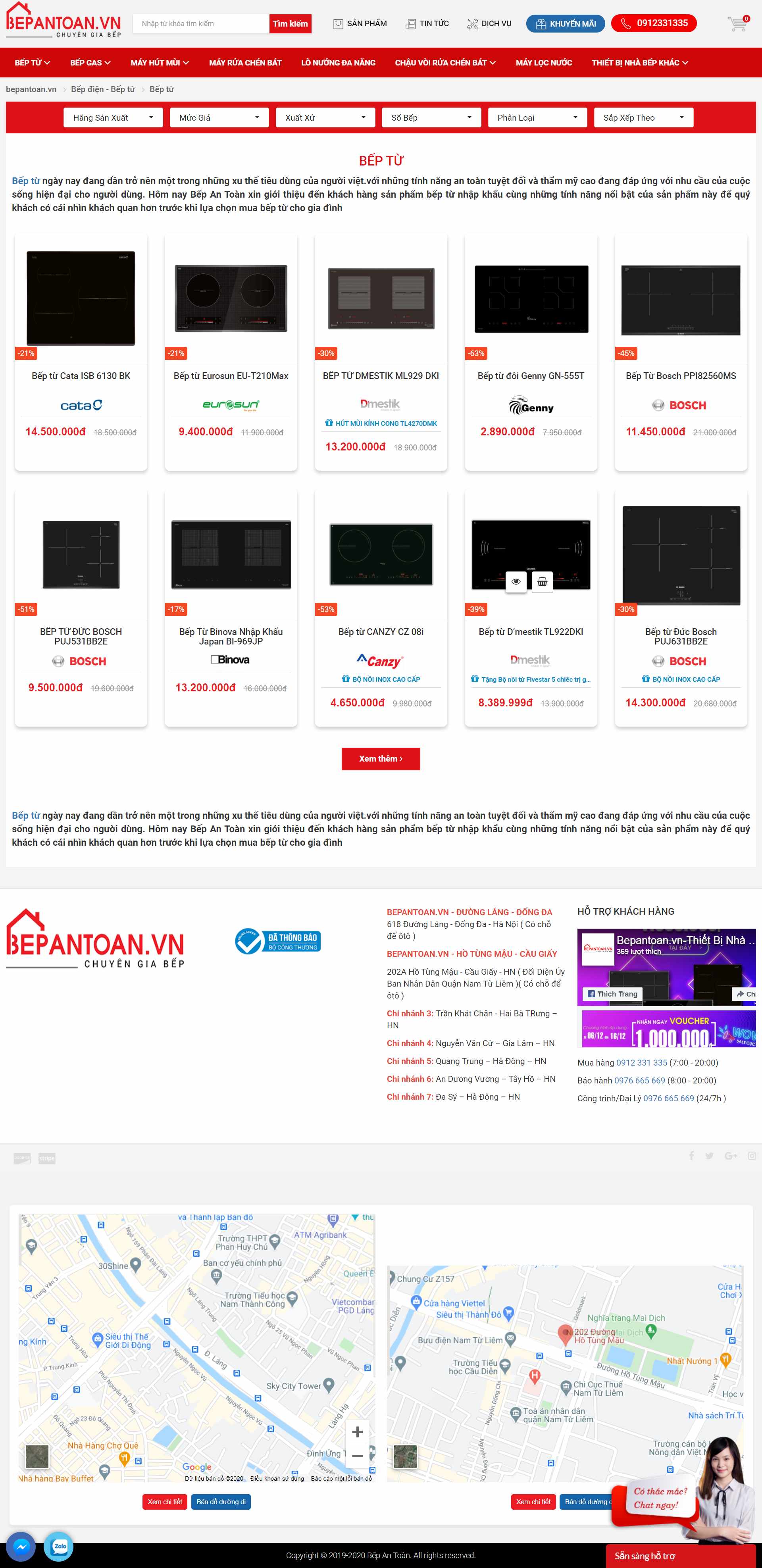 Thiết kế Web bán bếp từ đẹp bepantoan.vn