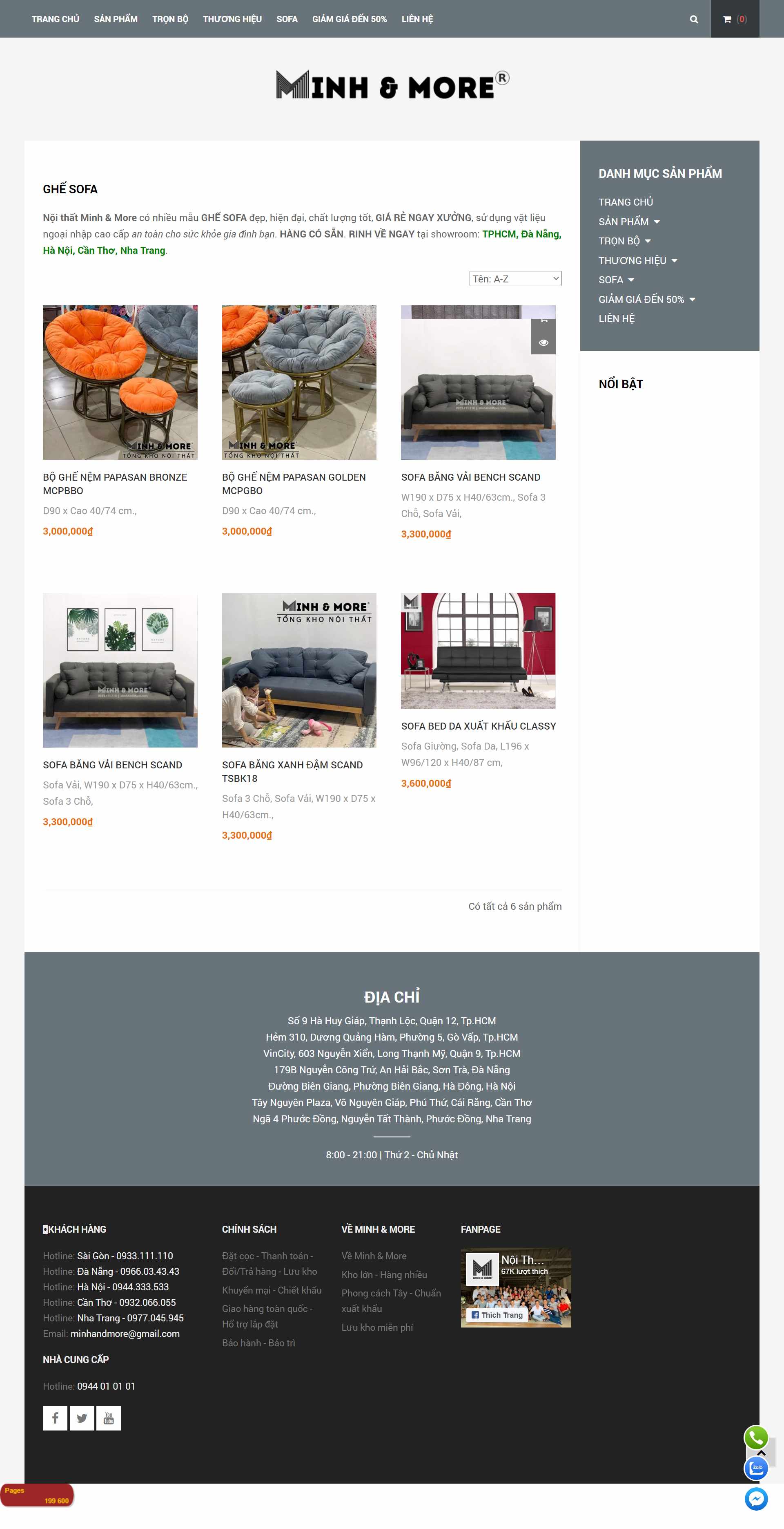 Thiết kế Web bán sofa minhandmore.com