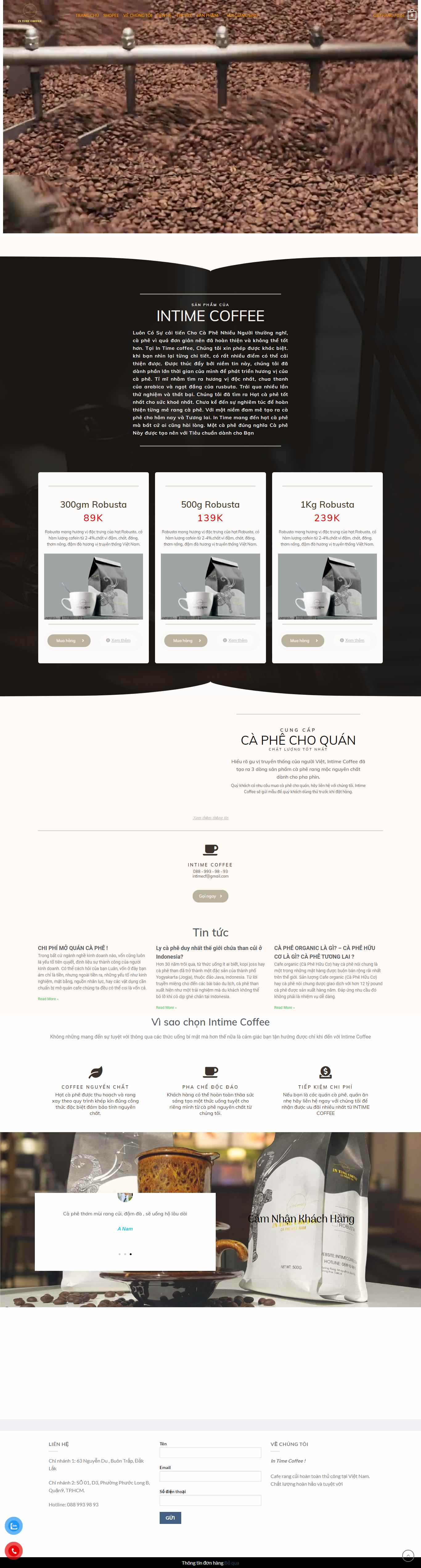 Thiết kế Web quán coffee intimecoffee.com