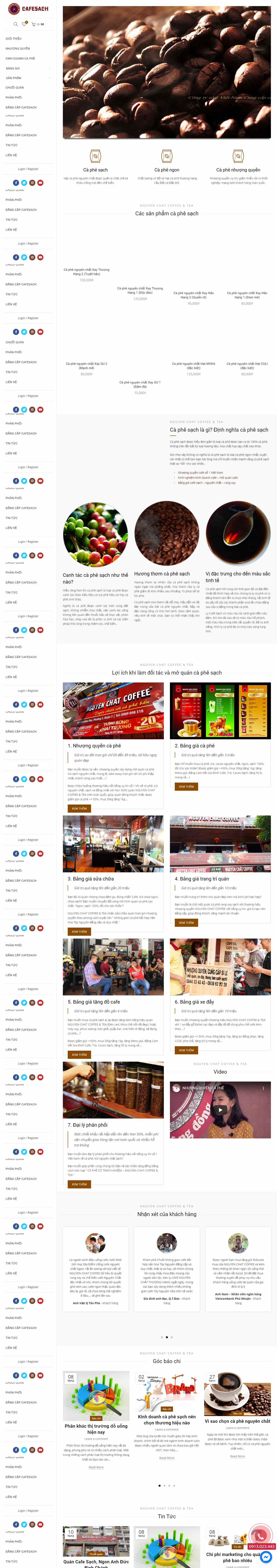 Thiết kế Web quán coffee cafesach.com.vn