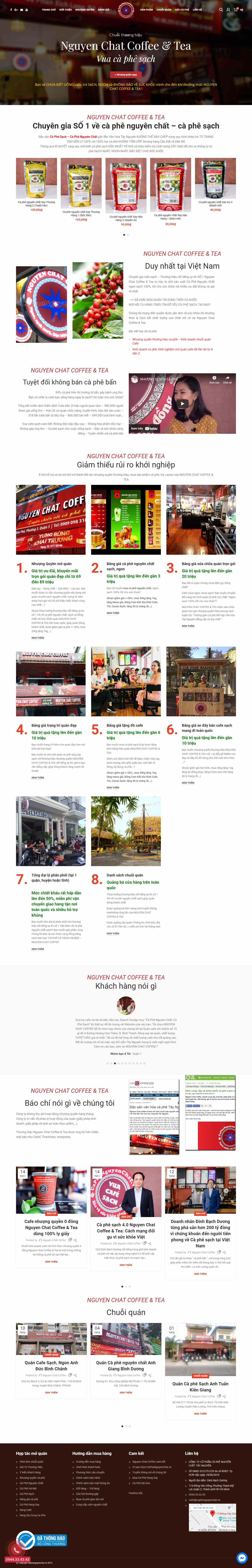 Thiết kế Web quán coffee caphenguyenchat.vn