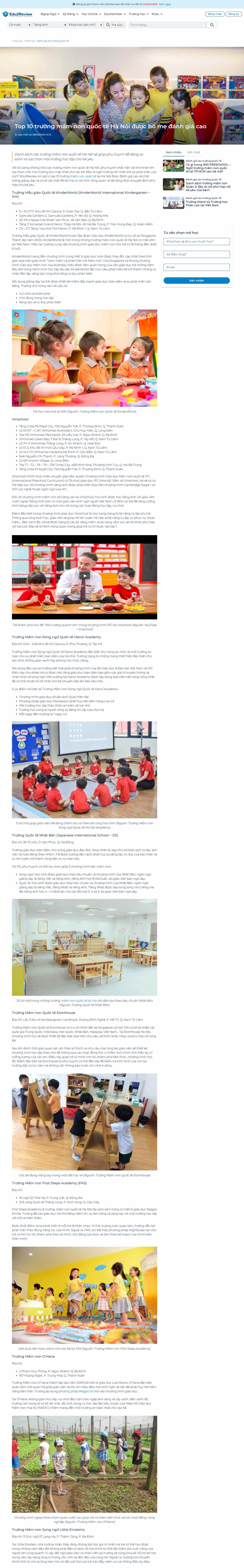Thiết kế Web trường mầm non edu2review.com