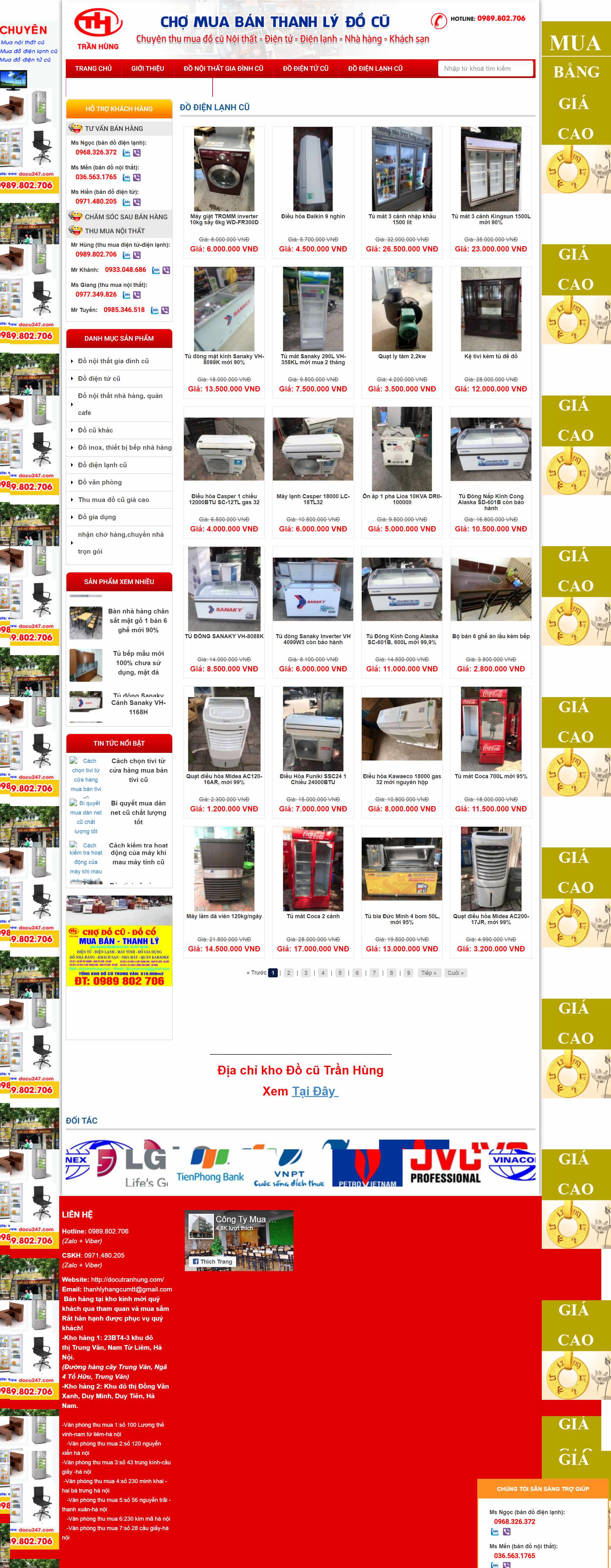 Thiết kế Web điện tử Điện lạnh docutranhung.com