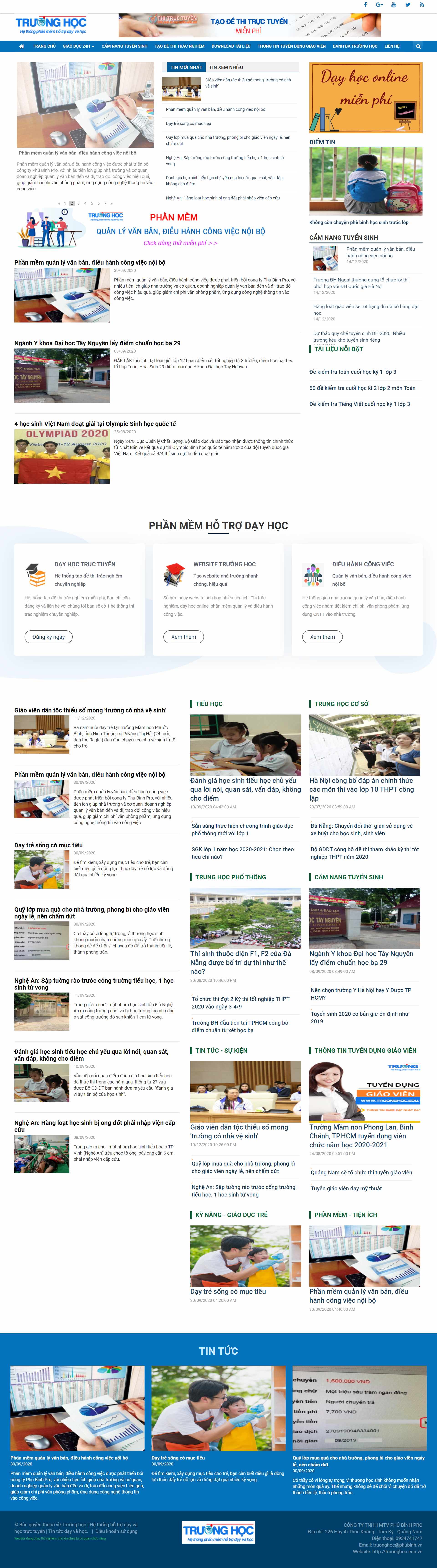 Thiết kế Web giáo dục trường học truonghoc.edu.vn