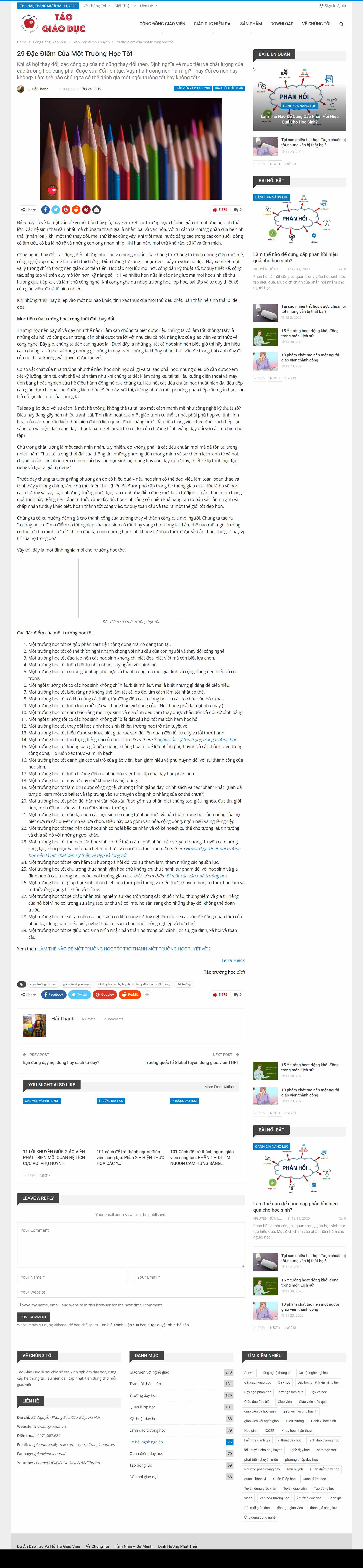 Thiết kế Web giáo dục trường học taogiaoduc.vn
