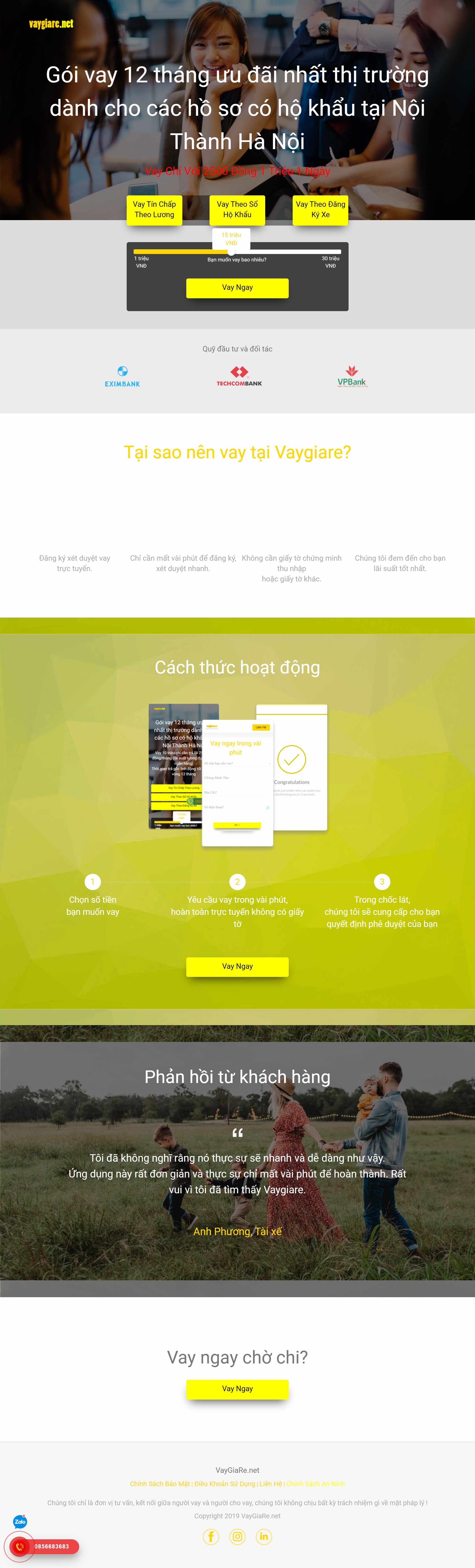 Thiết kế Web tài chính cho vay vaygiare.net