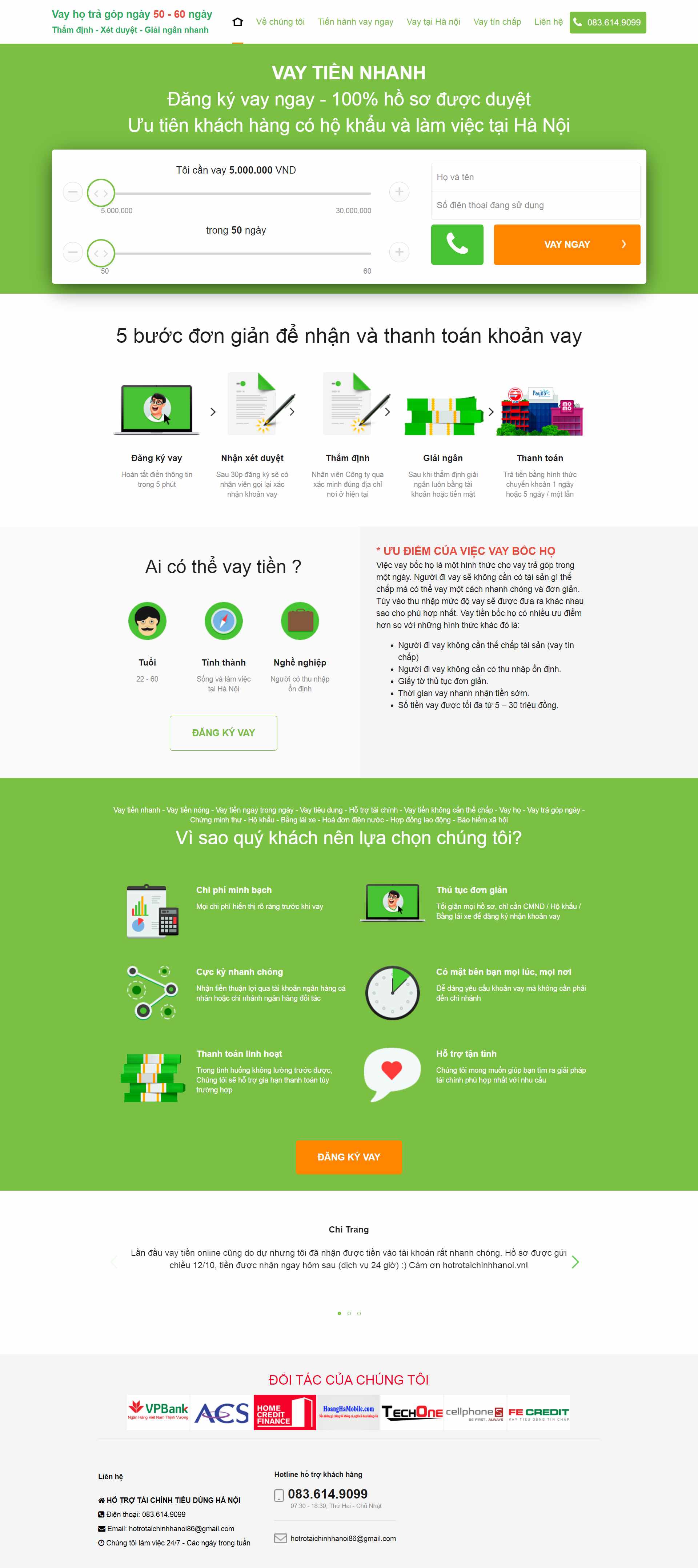 Thiết kế Web tài chính cho vay hotrotaichinhhanoi.vn