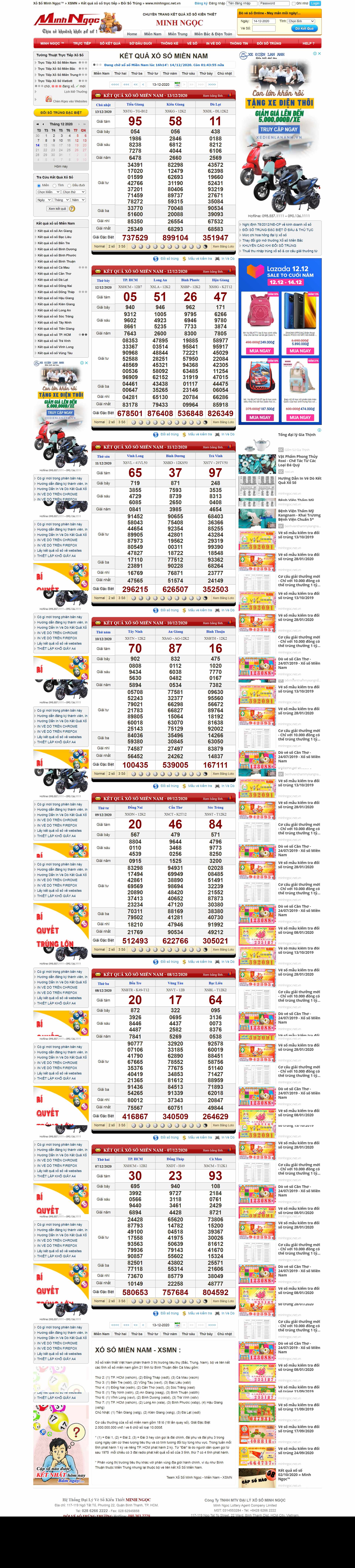 Thiết kế Web kết quả xổ số minhngoc.net.vn