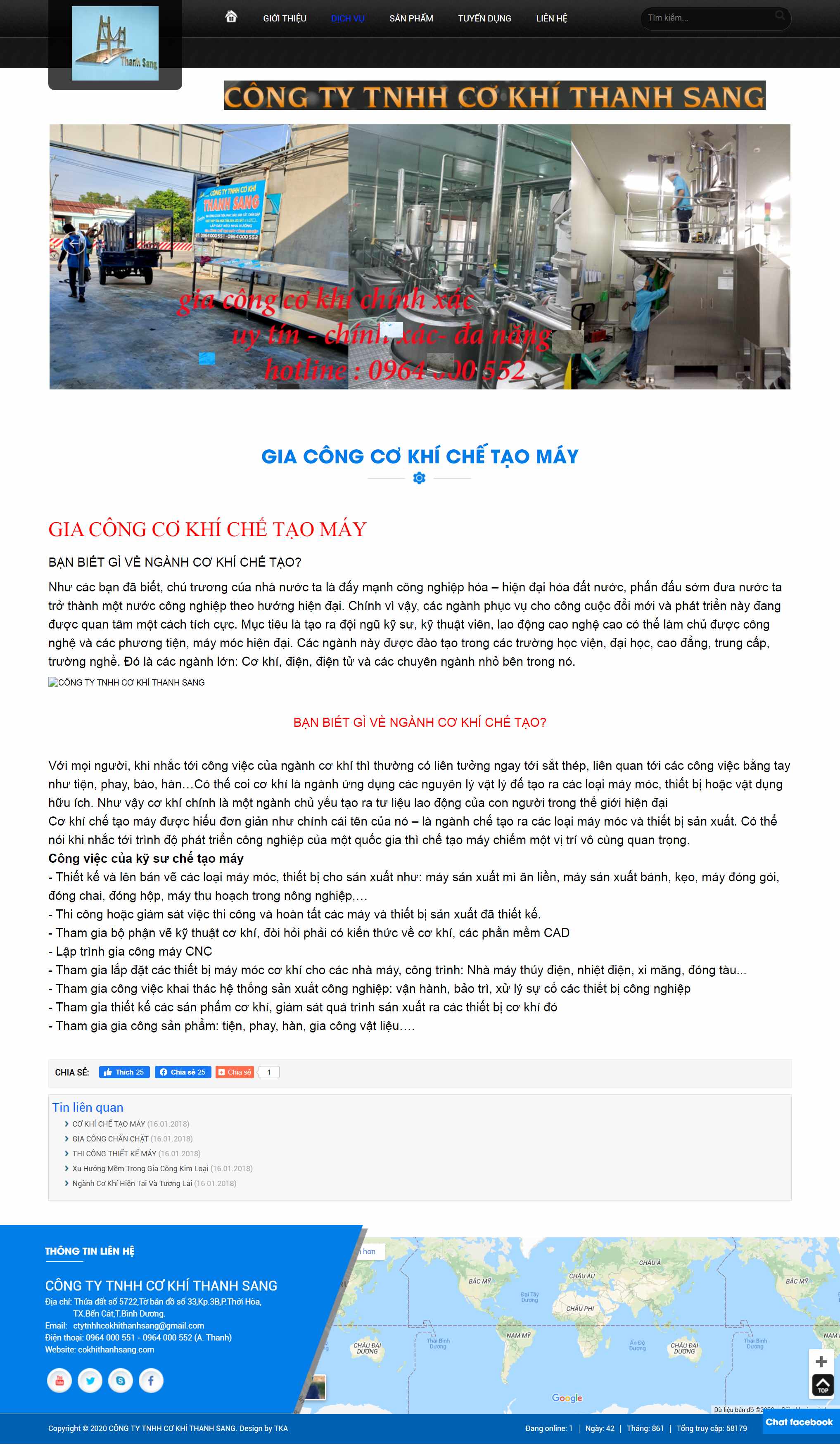 Thiết kế Web cơ khí máy móc cokhithanhsang.com