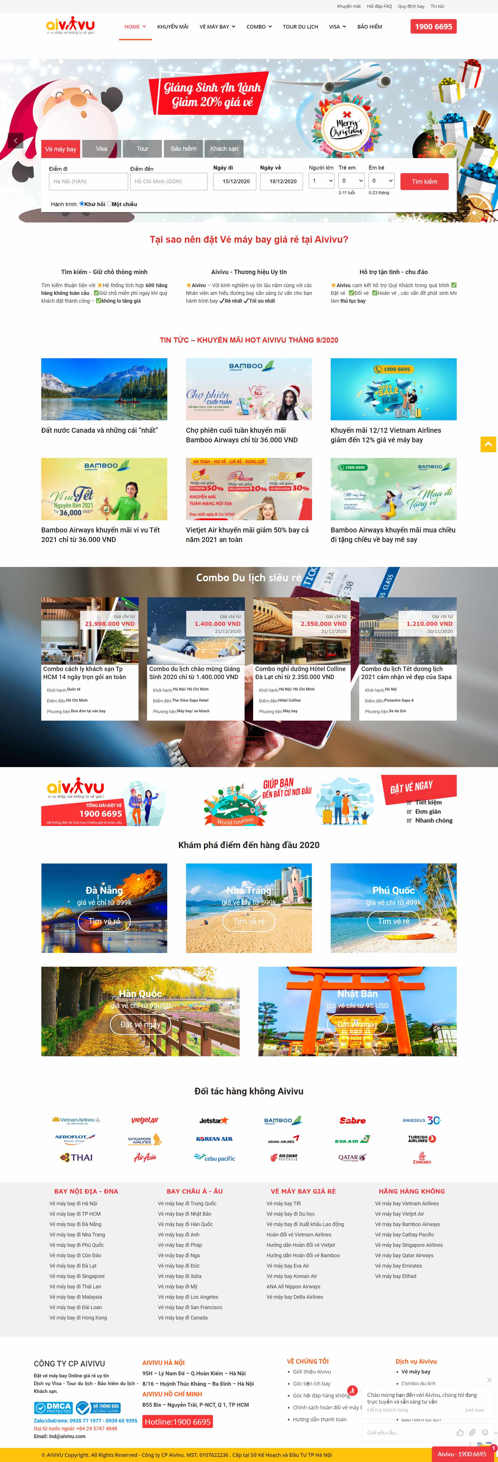 Thiết kế Web du lịch travel aivivu.com