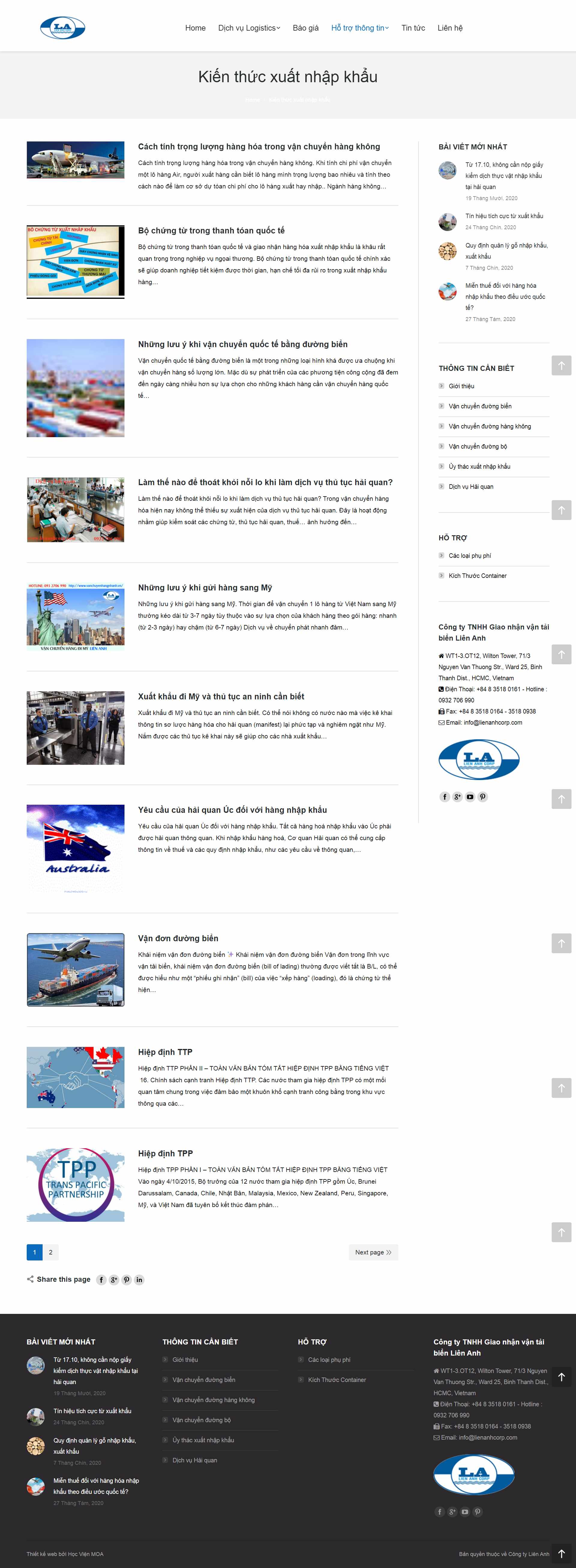 Thiết kế Web xuất nhập khẩu lienanhcorp.com