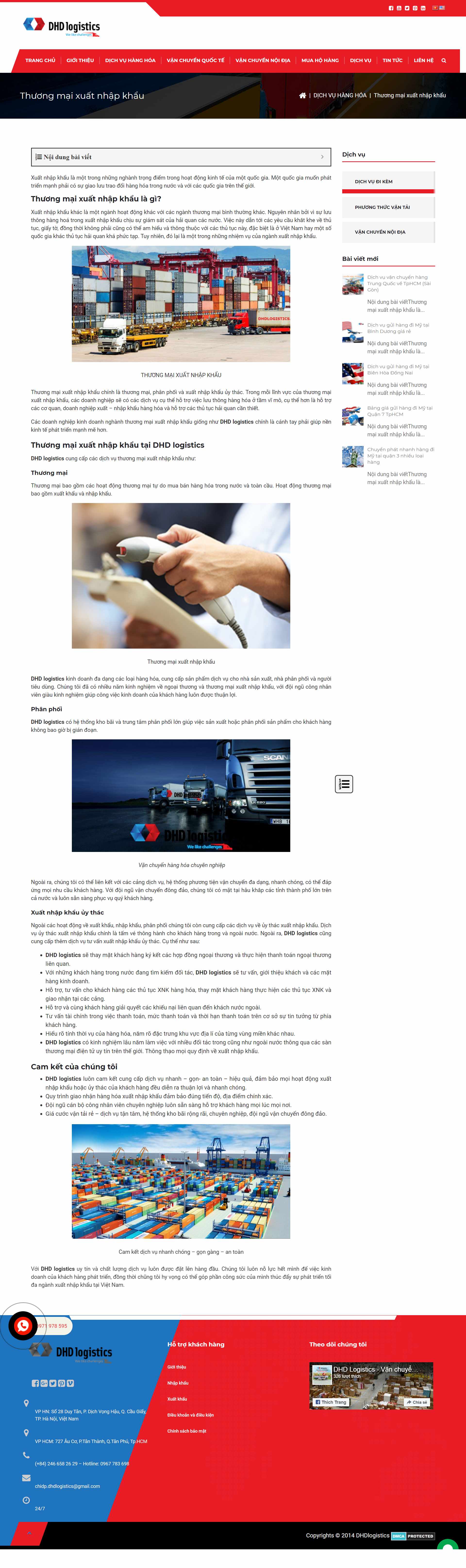 Thiết kế Web xuất nhập khẩu dhdlogistics.com