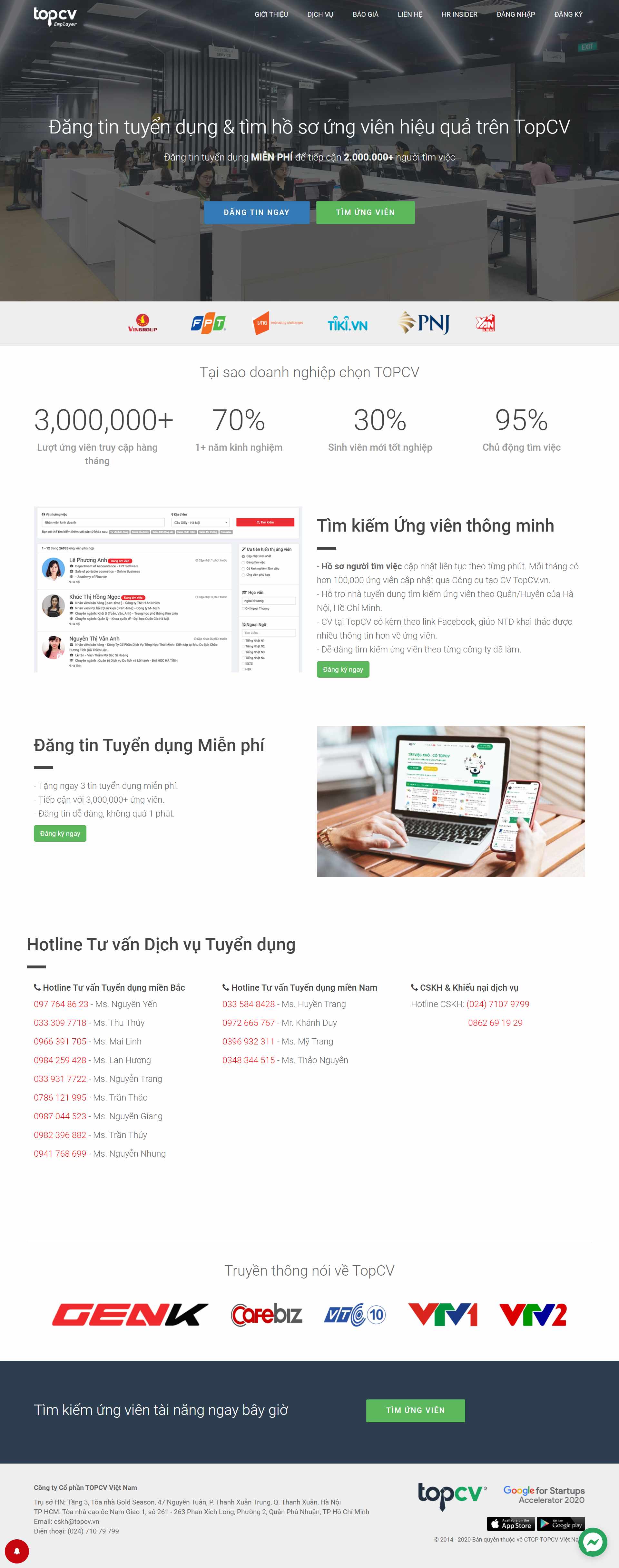 Thiết kế Web tuyển dụng việc làm tuyendung.topcv.vn