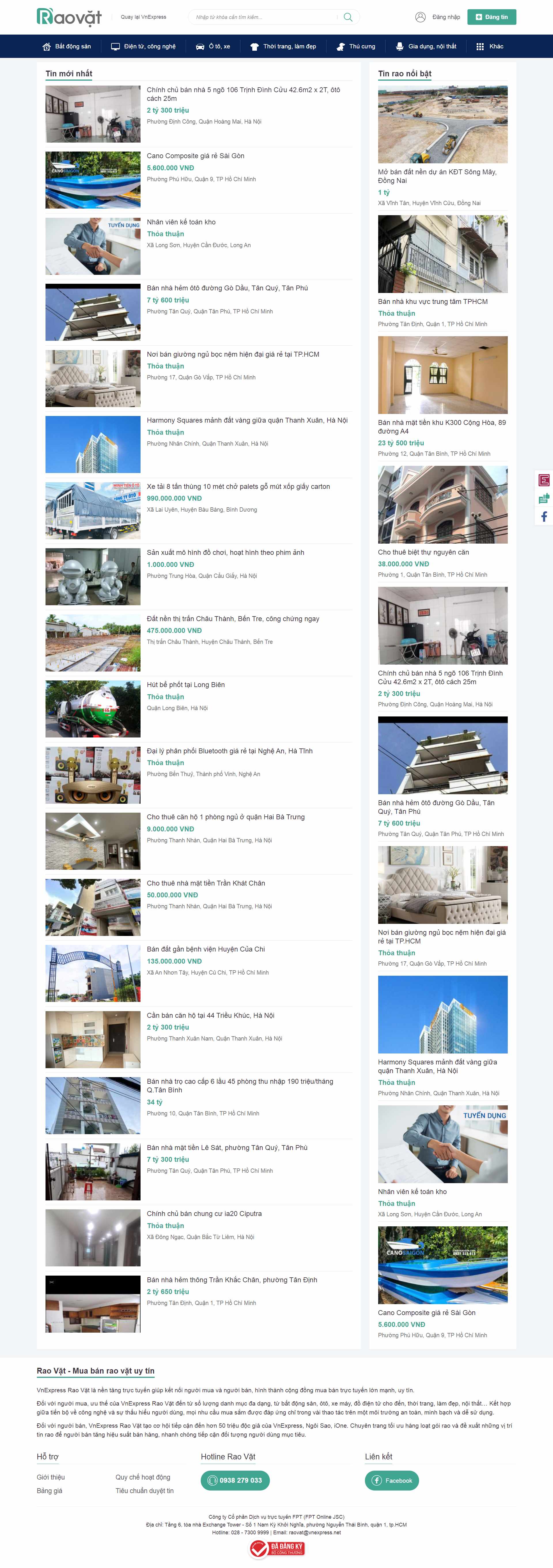Thiết kế Web rao vặt Đấu giá raovat.vnexpress.net