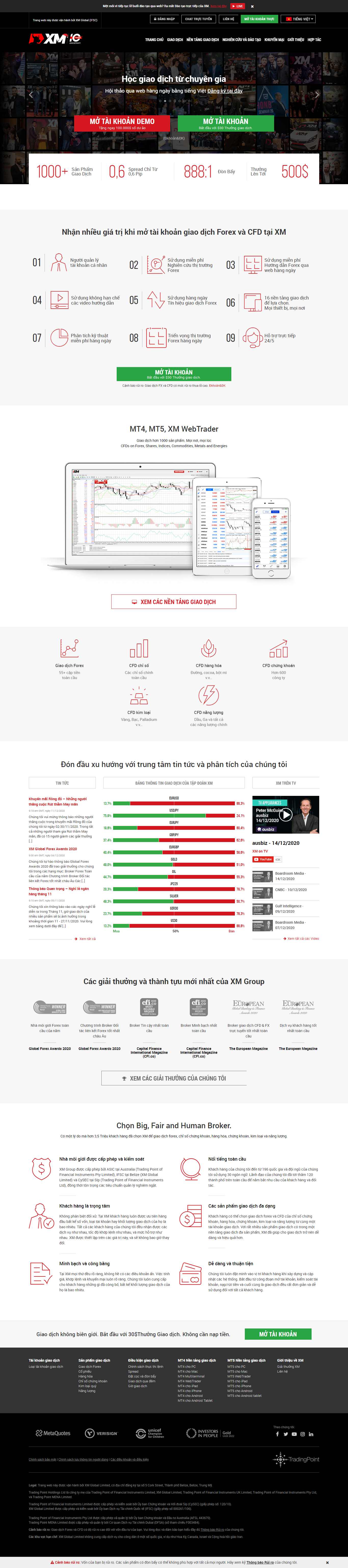 Thiết kế Web chứng khoán forex xm.com