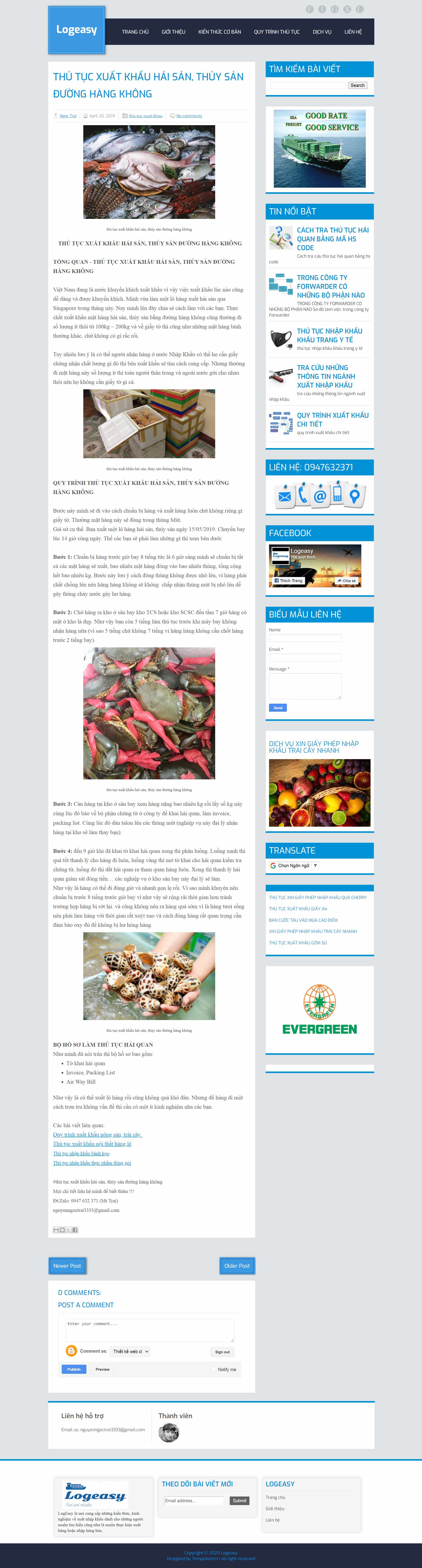 Thiết kế Web hải sản xuất khẩu log-easy.com