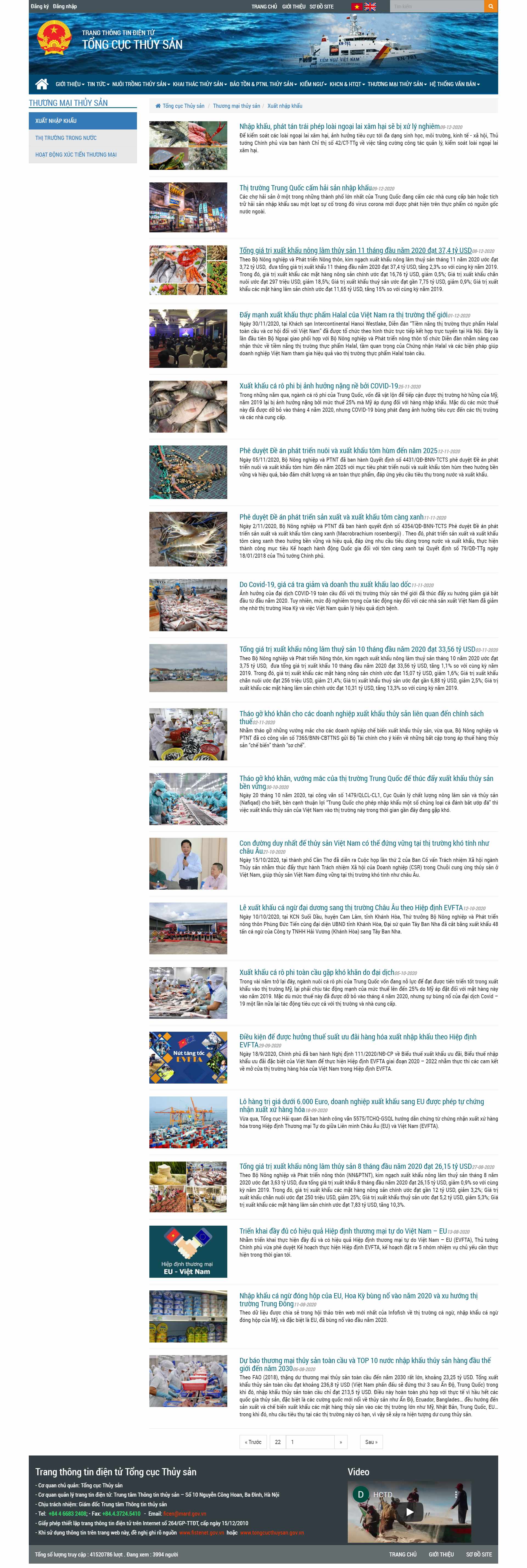 Thiết kế Web hải sản xuất khẩu tongcucthuysan.gov.vn
