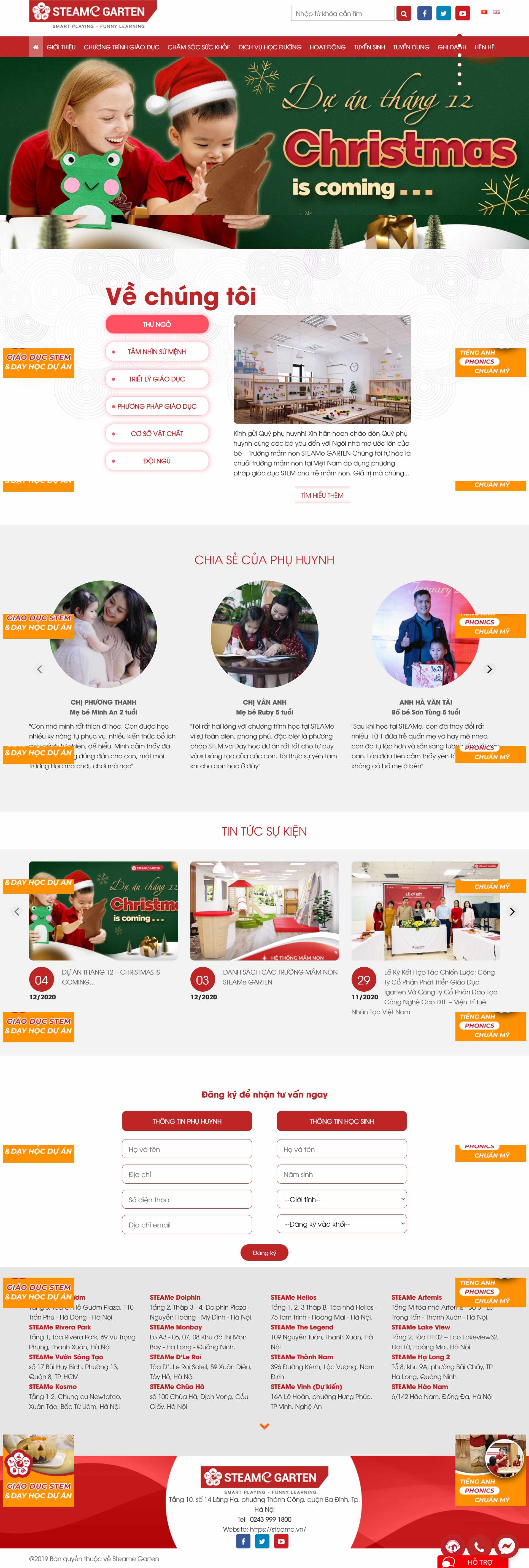 Thiết kế Web trường mầm non steame.vn