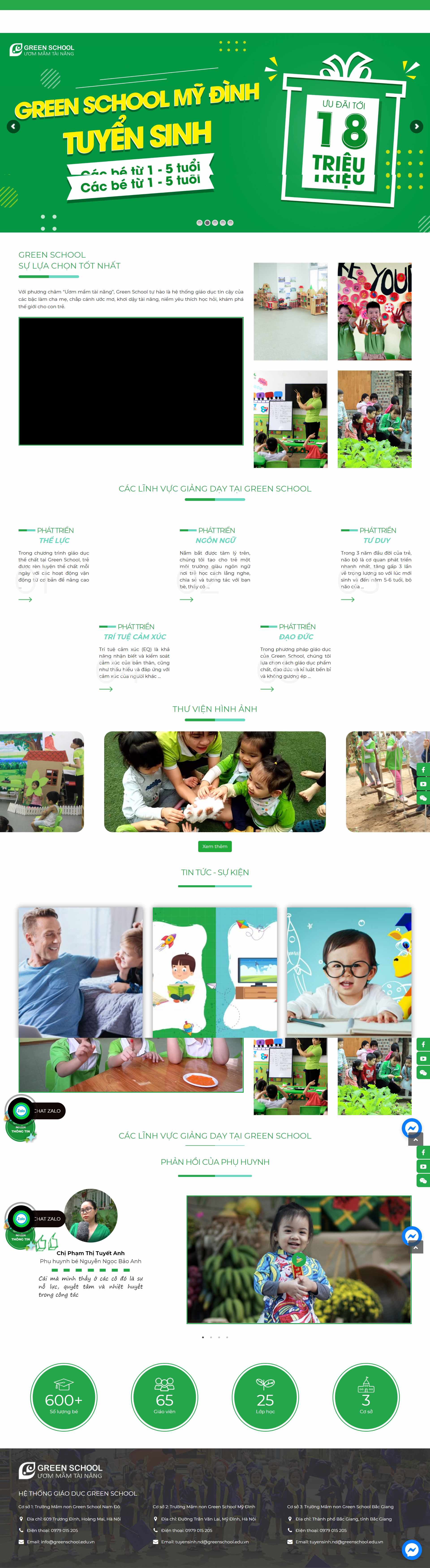 Thiết kế Web trường mầm non greenschool.edu.vn