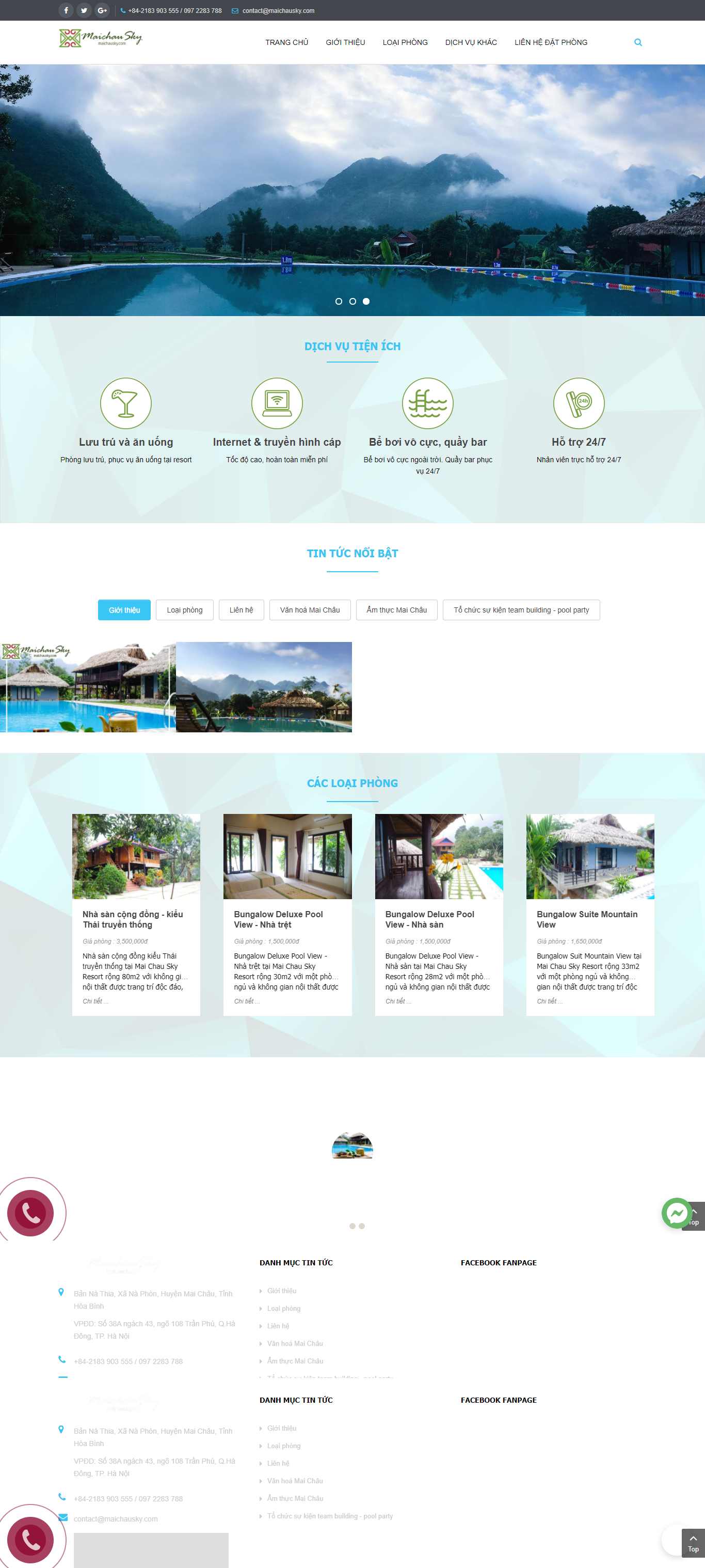 Thiết kế Web nghỉ dưỡng resort maichausky.com