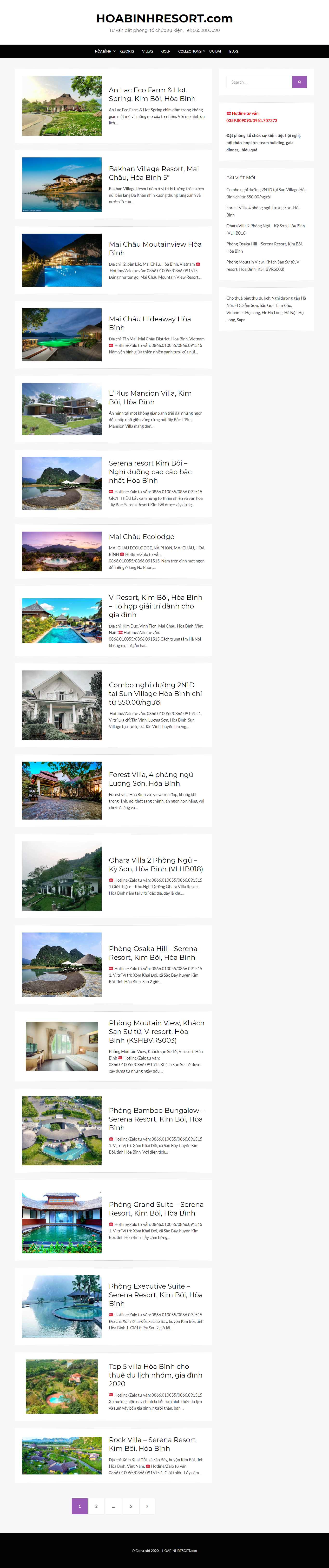 Thiết kế Web nghỉ dưỡng resort hoabinhresort.com