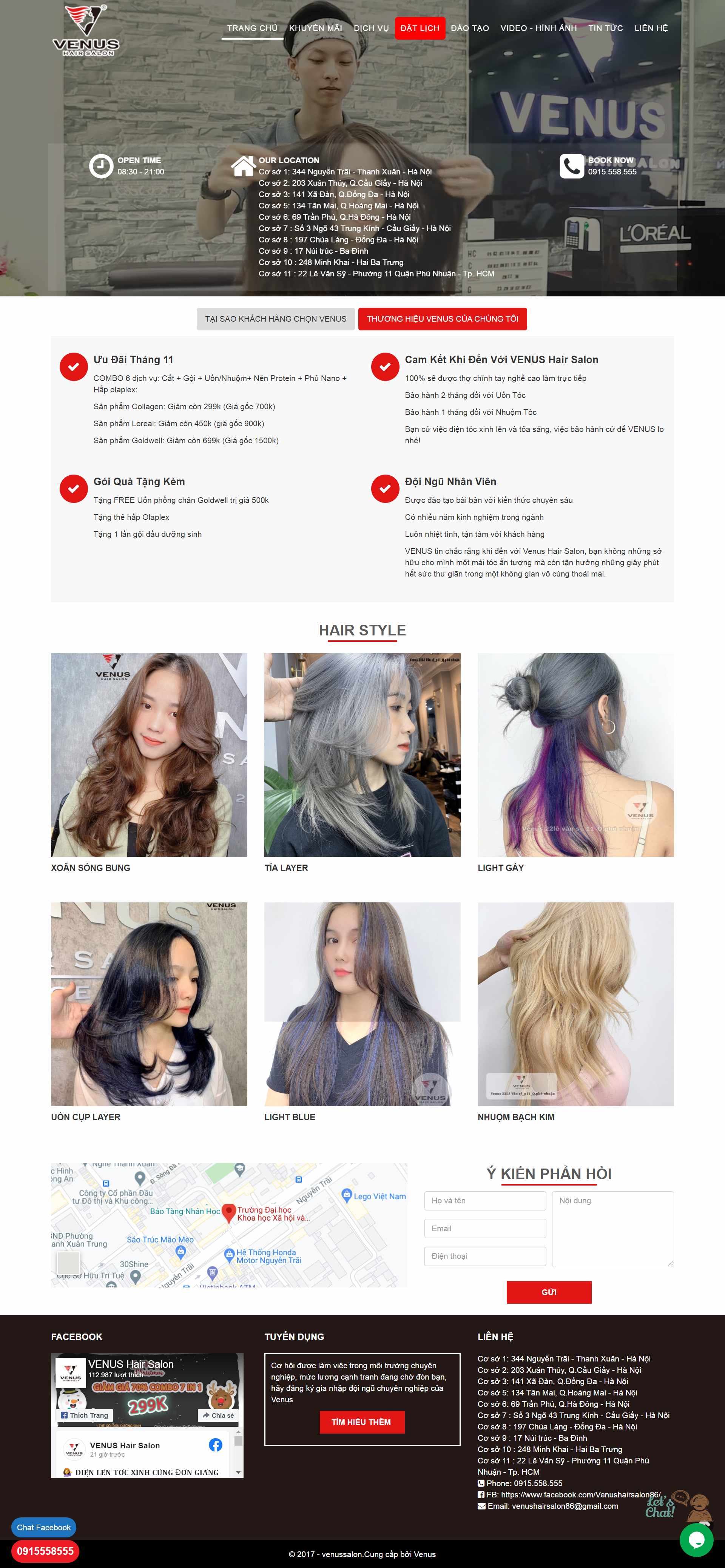 Thiết kế Web hiệu cắt tóc hair salon venushairsalon.vn