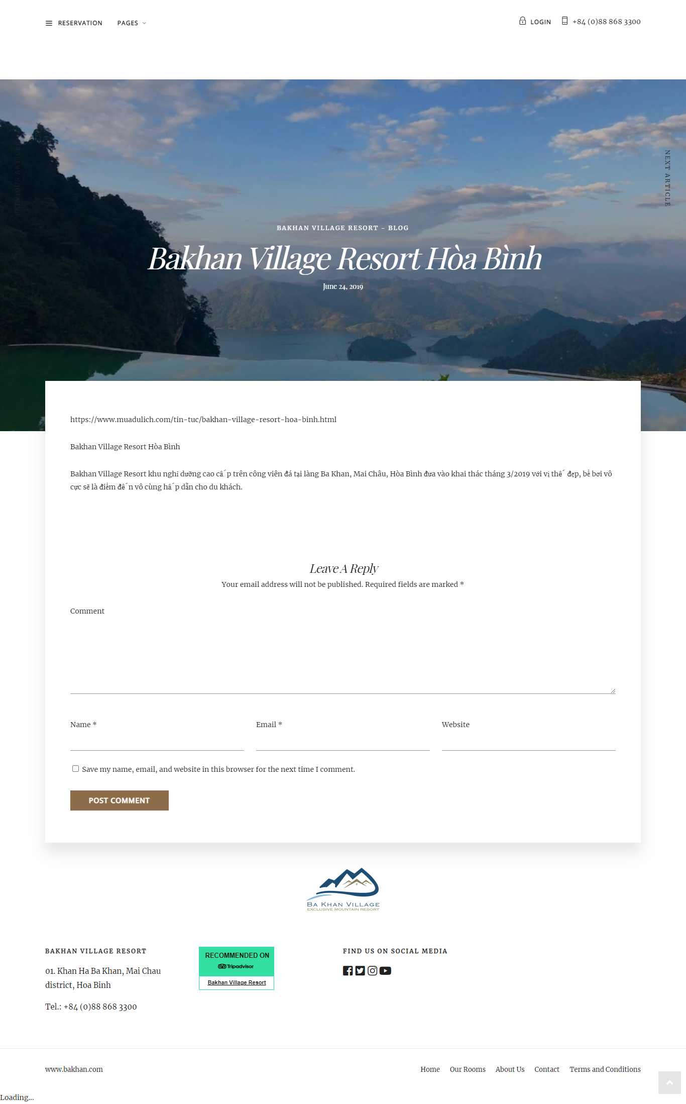 Thiết kế Web nghỉ dưỡng resort bakhan.com