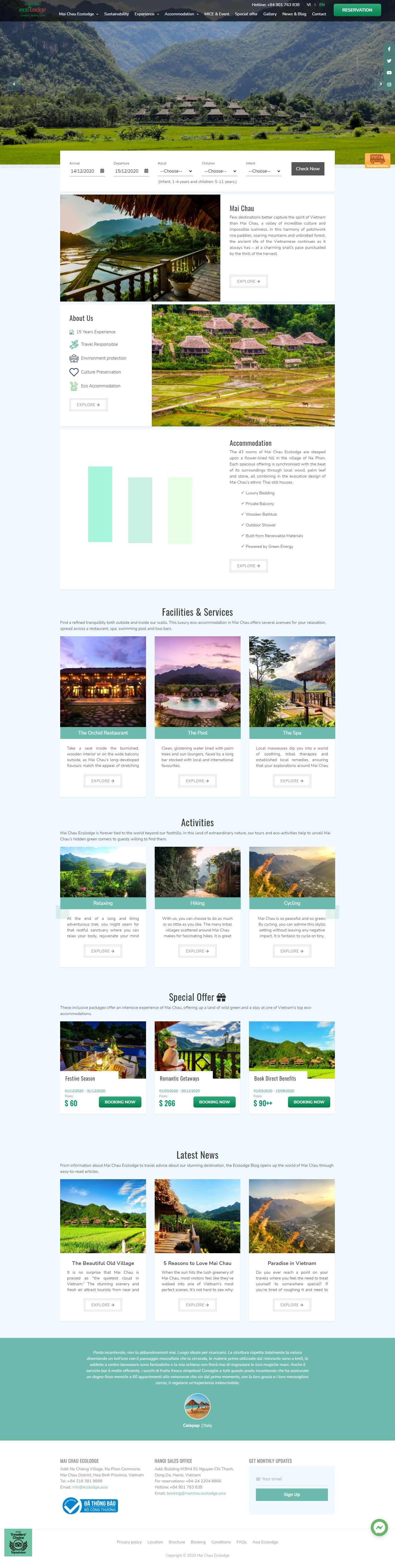 Thiết kế Web nghỉ dưỡng resort maichau.ecolodge.asia