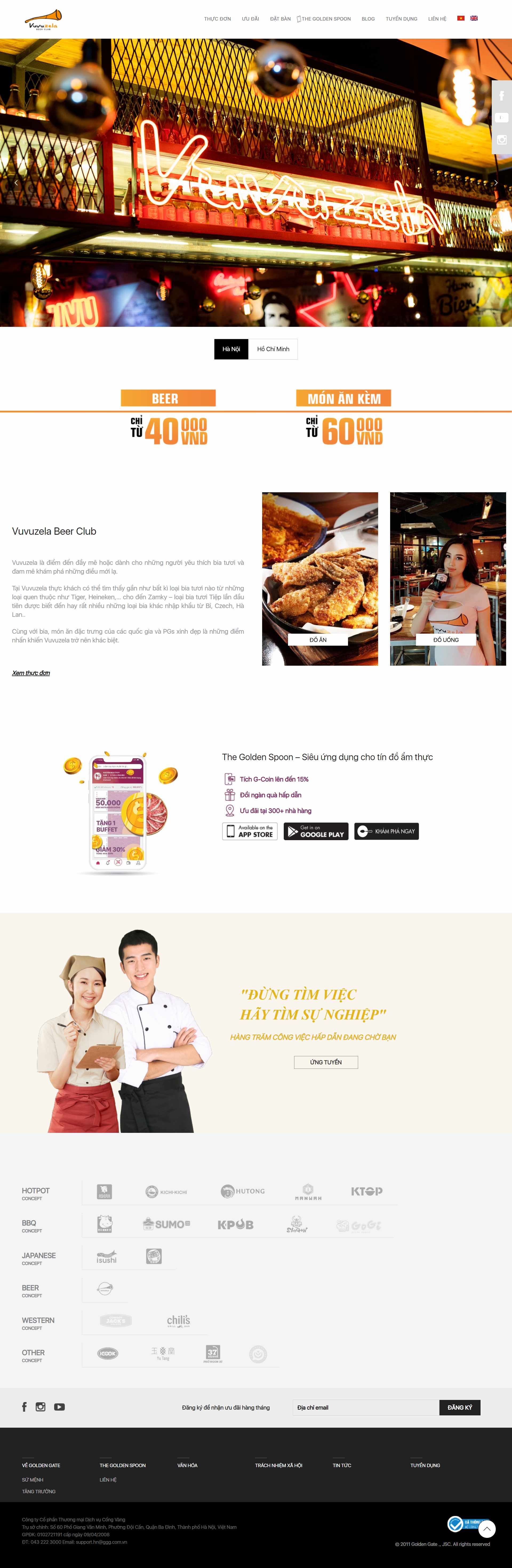 Thiết kế Web quán bar vuvuzela.com.vn