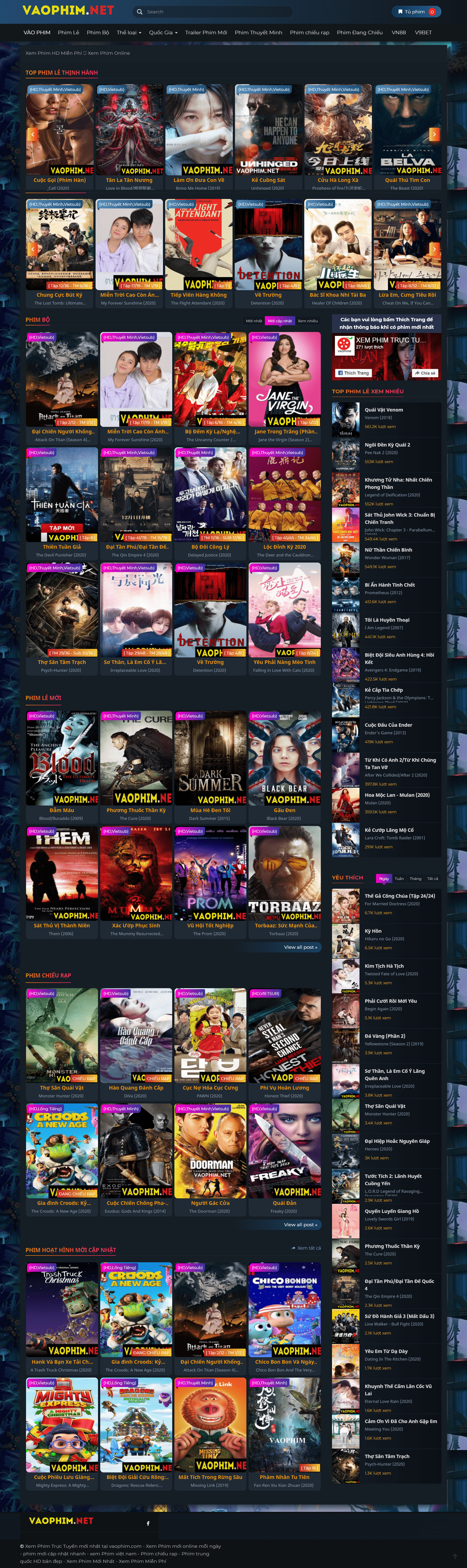 Thiết kế Web phim ảnh vaophim.com