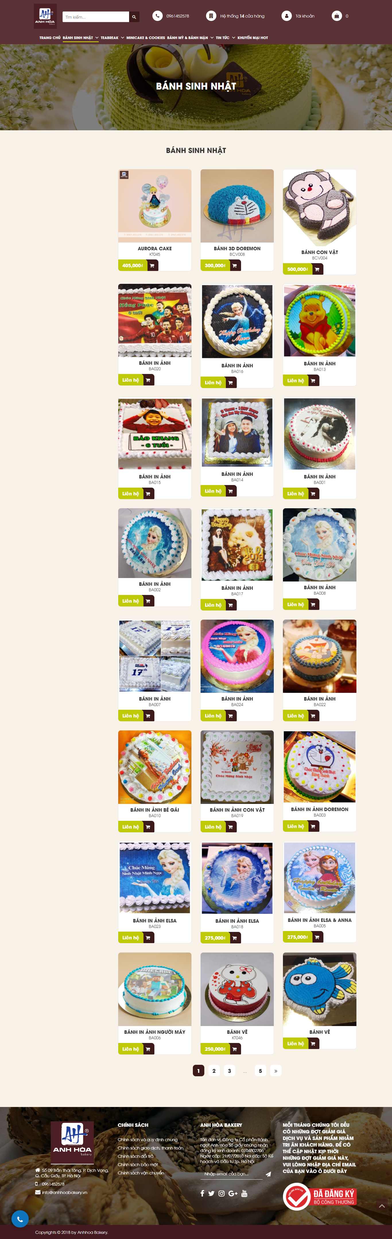 Thiết kế Web bánh sinh nhật anhhoabakery.vn