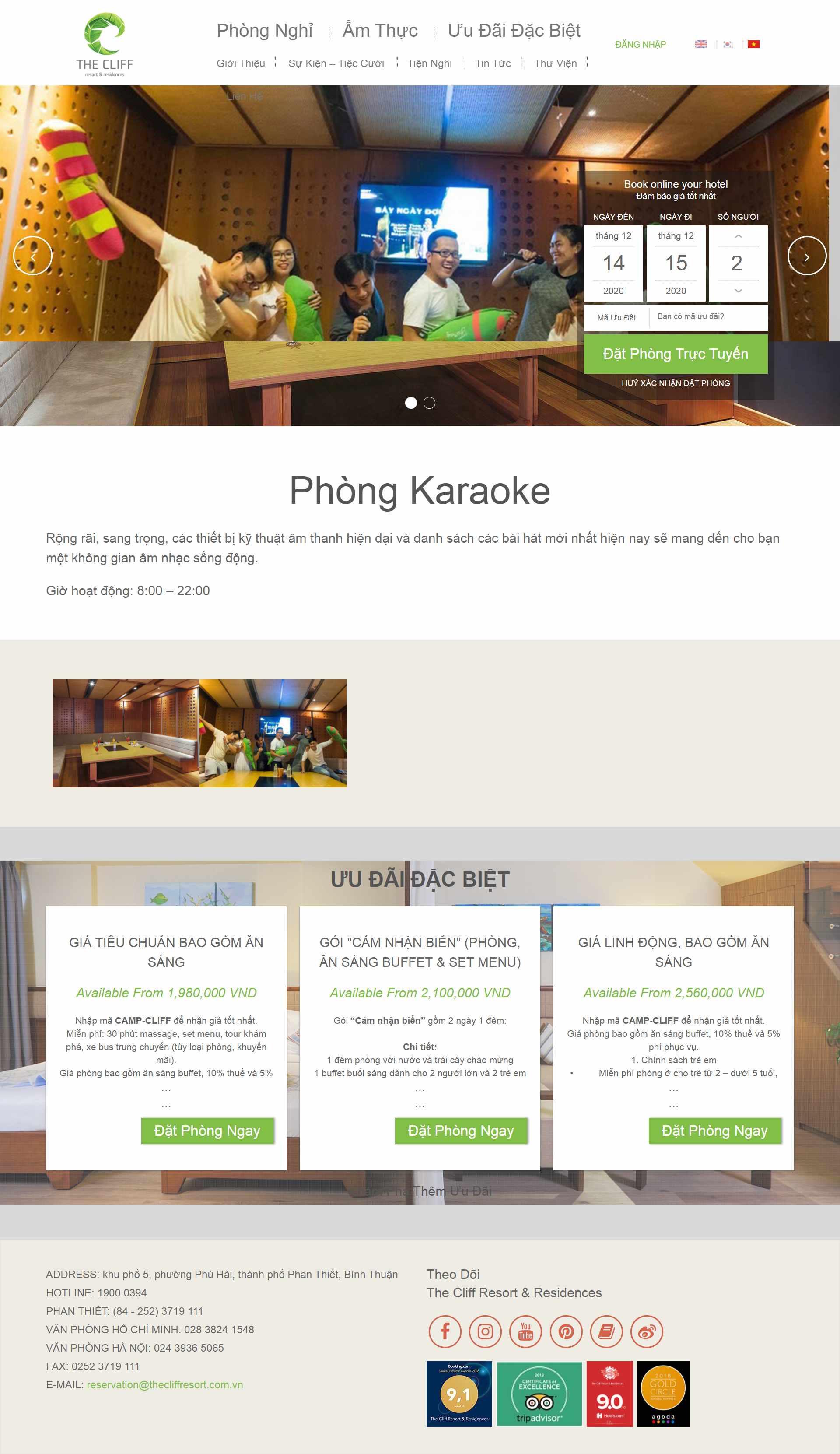 Thiết kế Web quán karaoke thecliffresort.com.vn