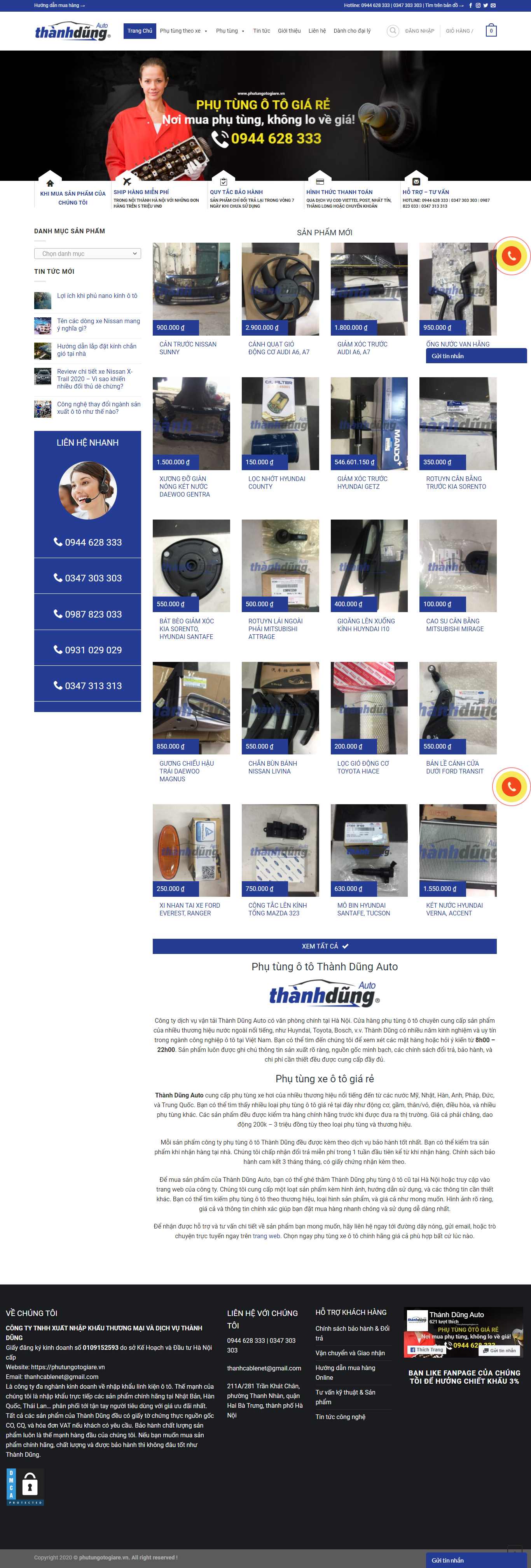 Thiết kế Web phụ tùng ô tô phutungotogiare.vn