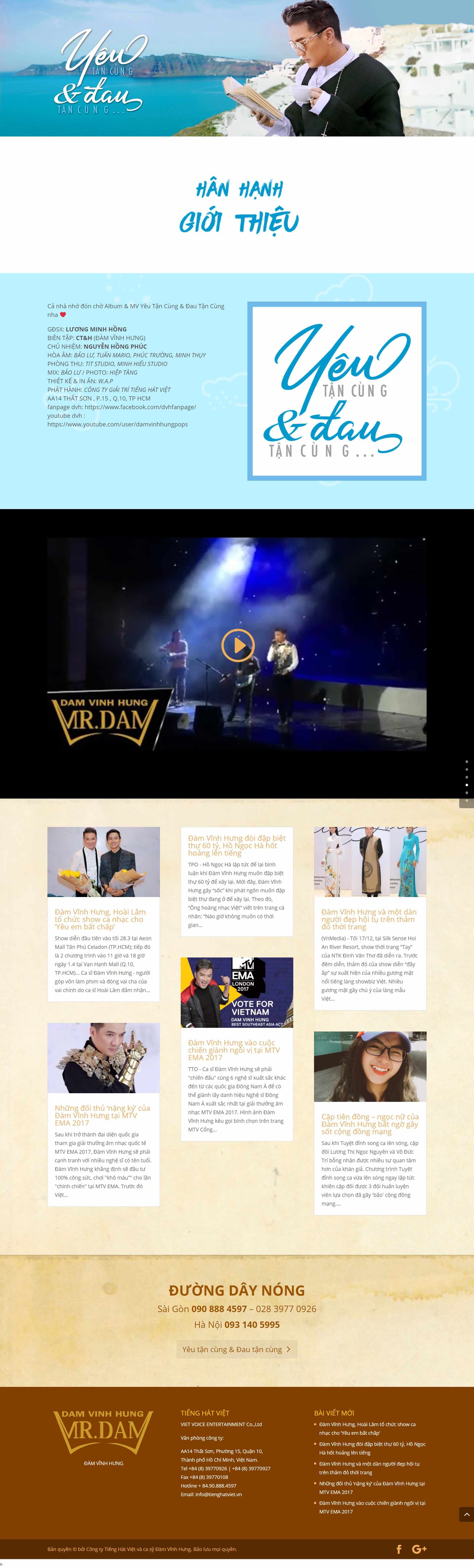 Thiết kế Web nghệ sĩ ca sĩ damvinhhung.ws