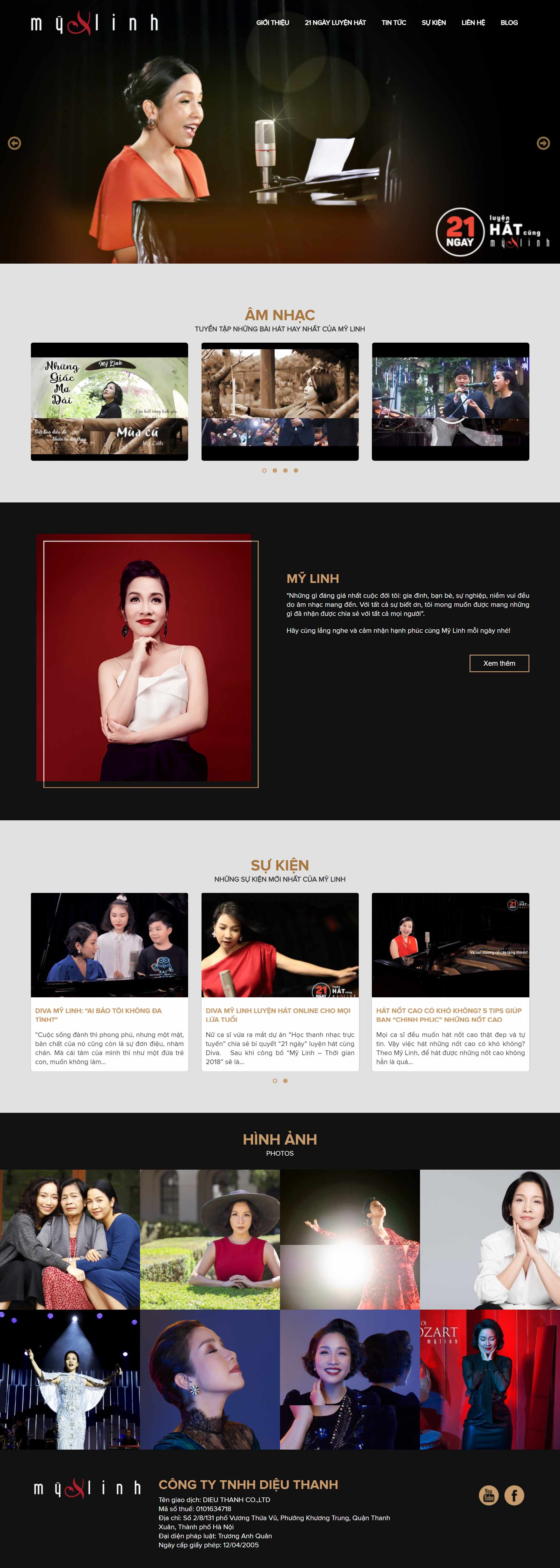 Thiết kế Web nghệ sĩ ca sĩ mylinh.me