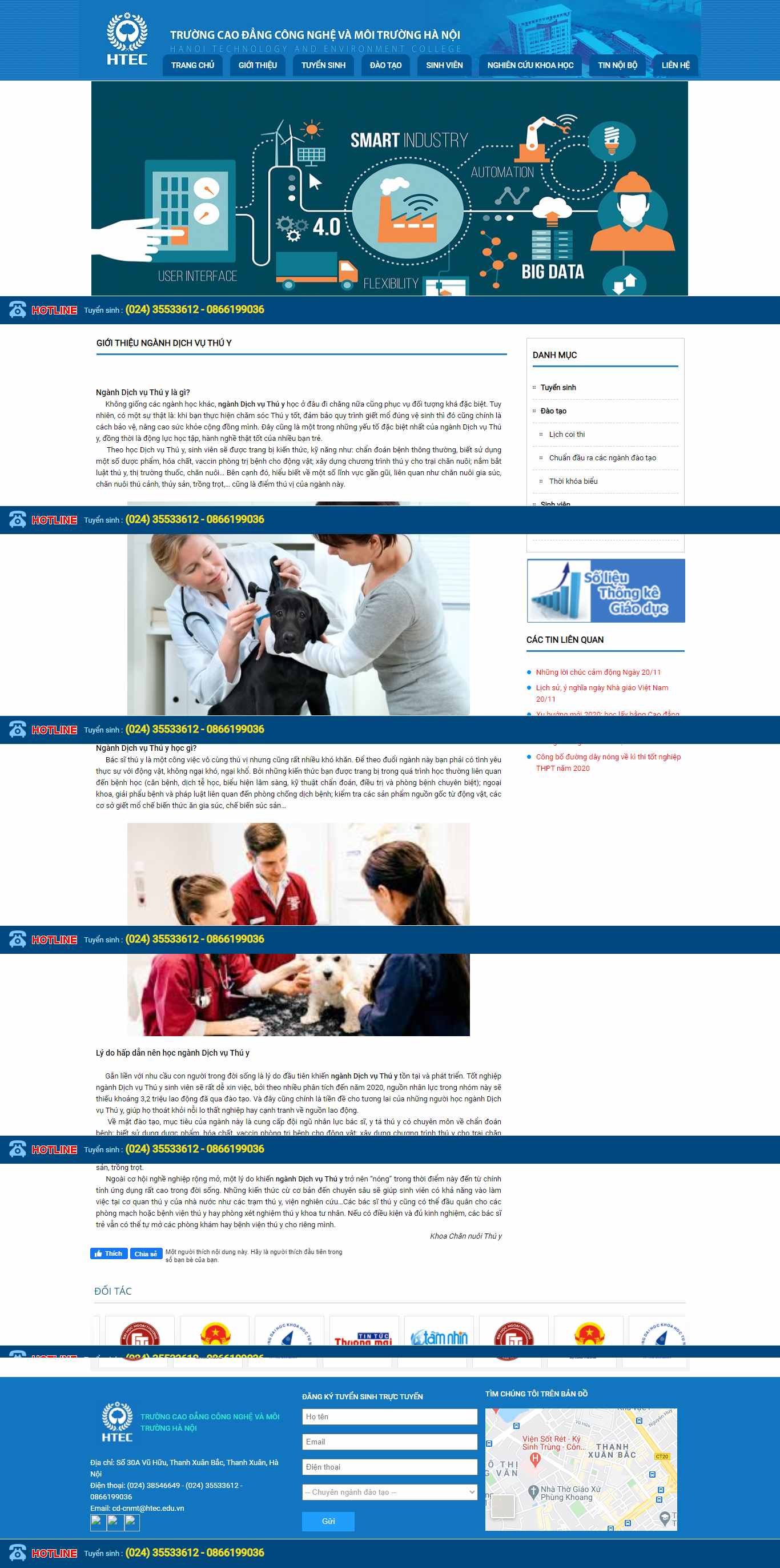 Thiết kế Web dịch vụ thú y htec.edu.vn