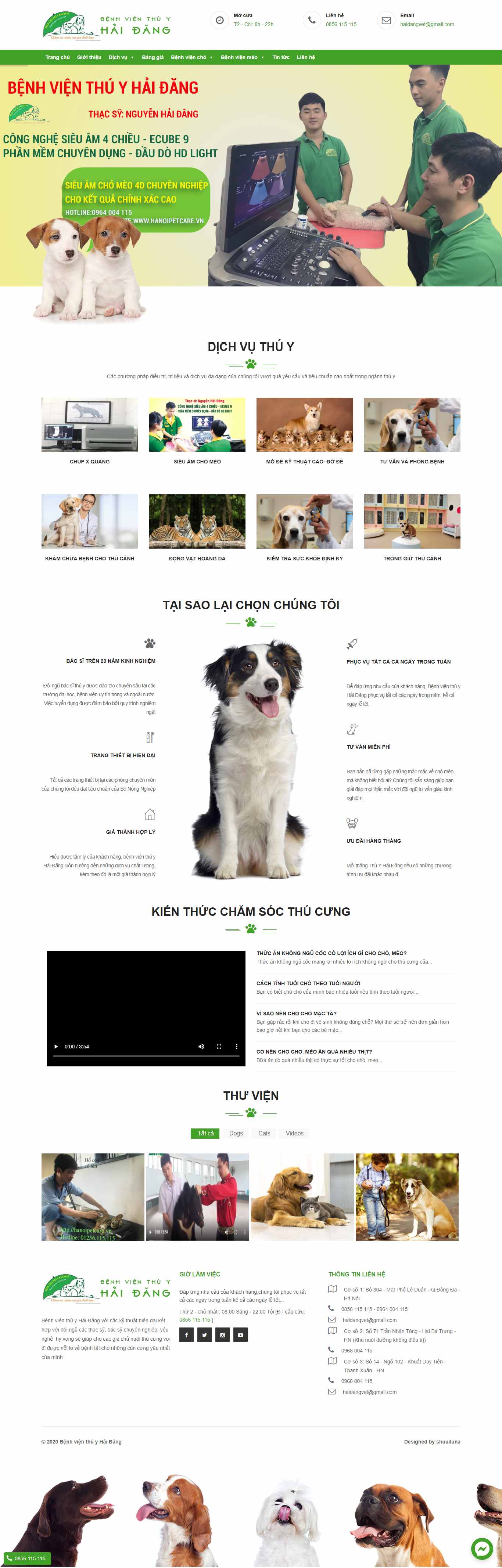 Thiết kế Web dịch vụ thú y hanoipetcare.vn