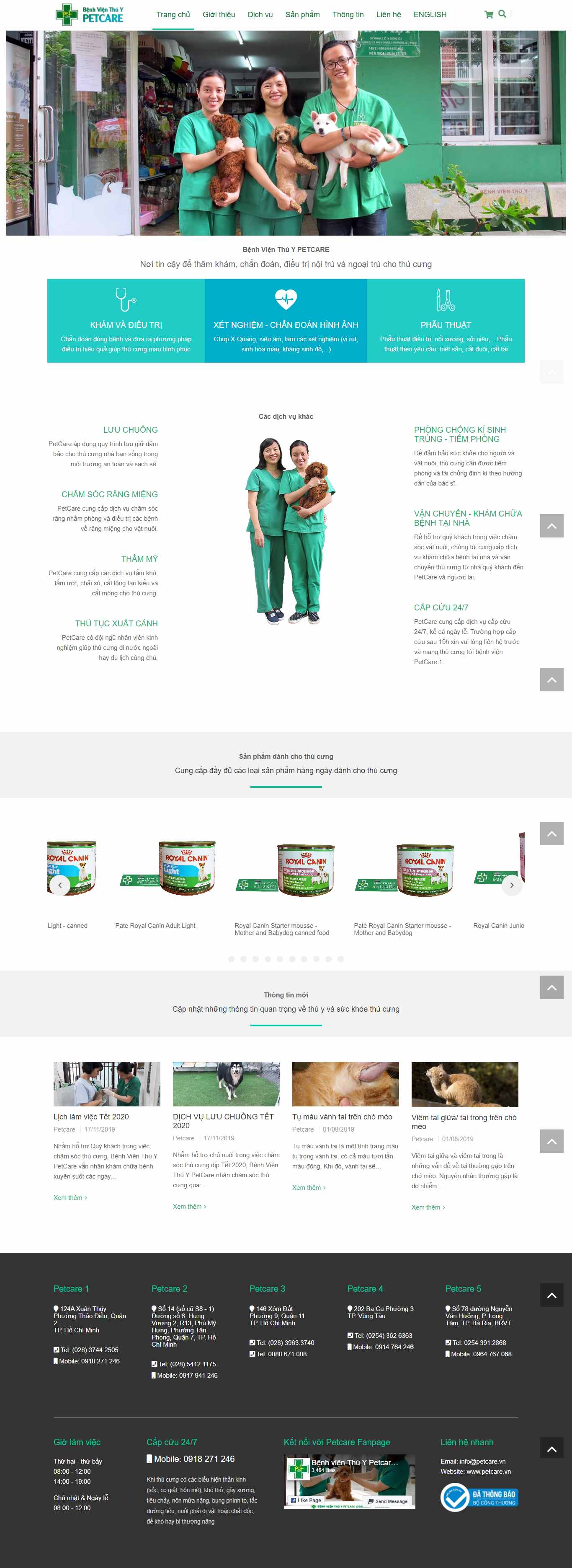 Thiết kế Web dịch vụ thú y petcare.vn