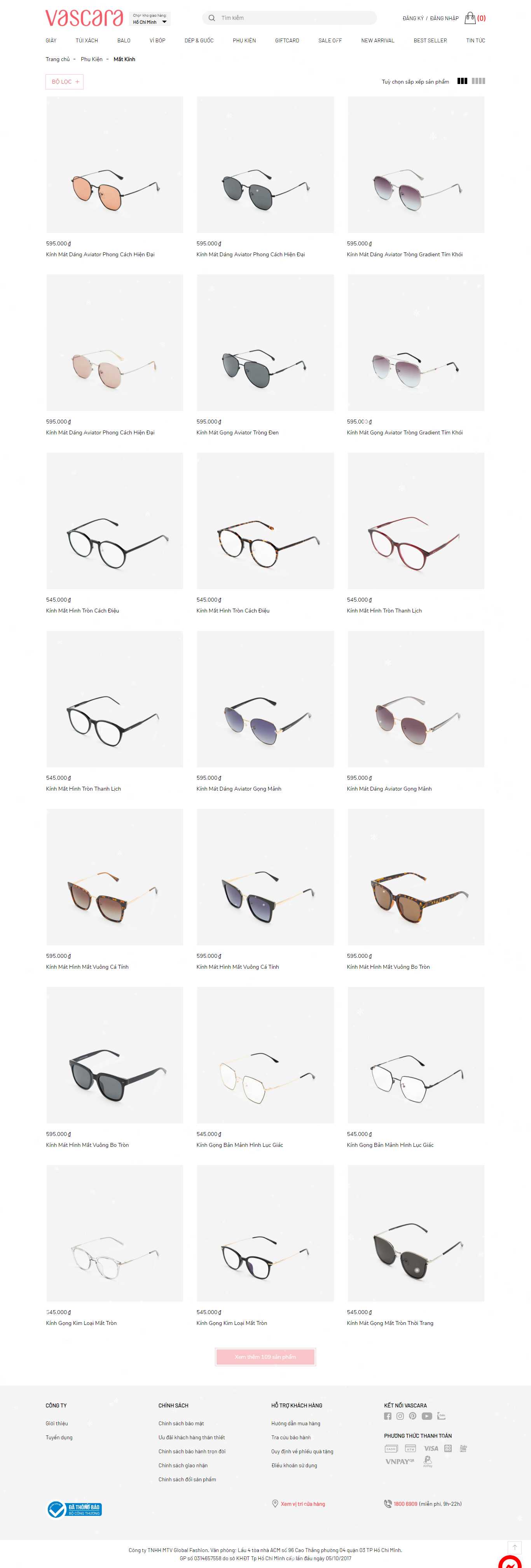 Thiết kế Web mắt kính vascara.com