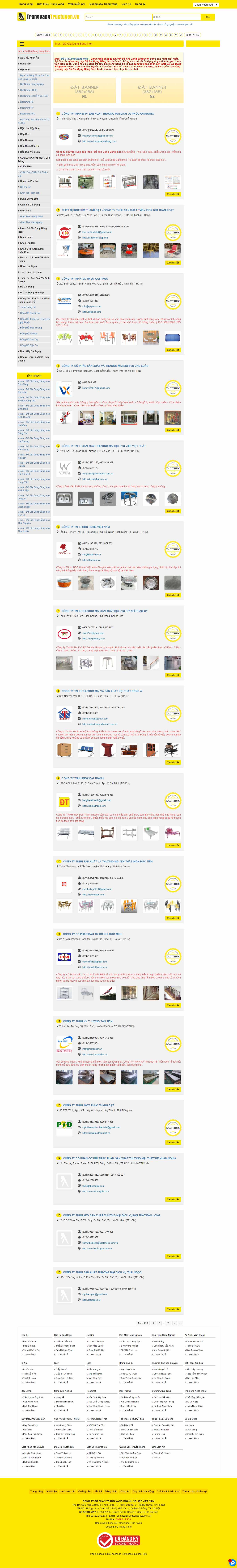 Thiết kế Web Đồ dùng inox trangvangtructuyen.vn