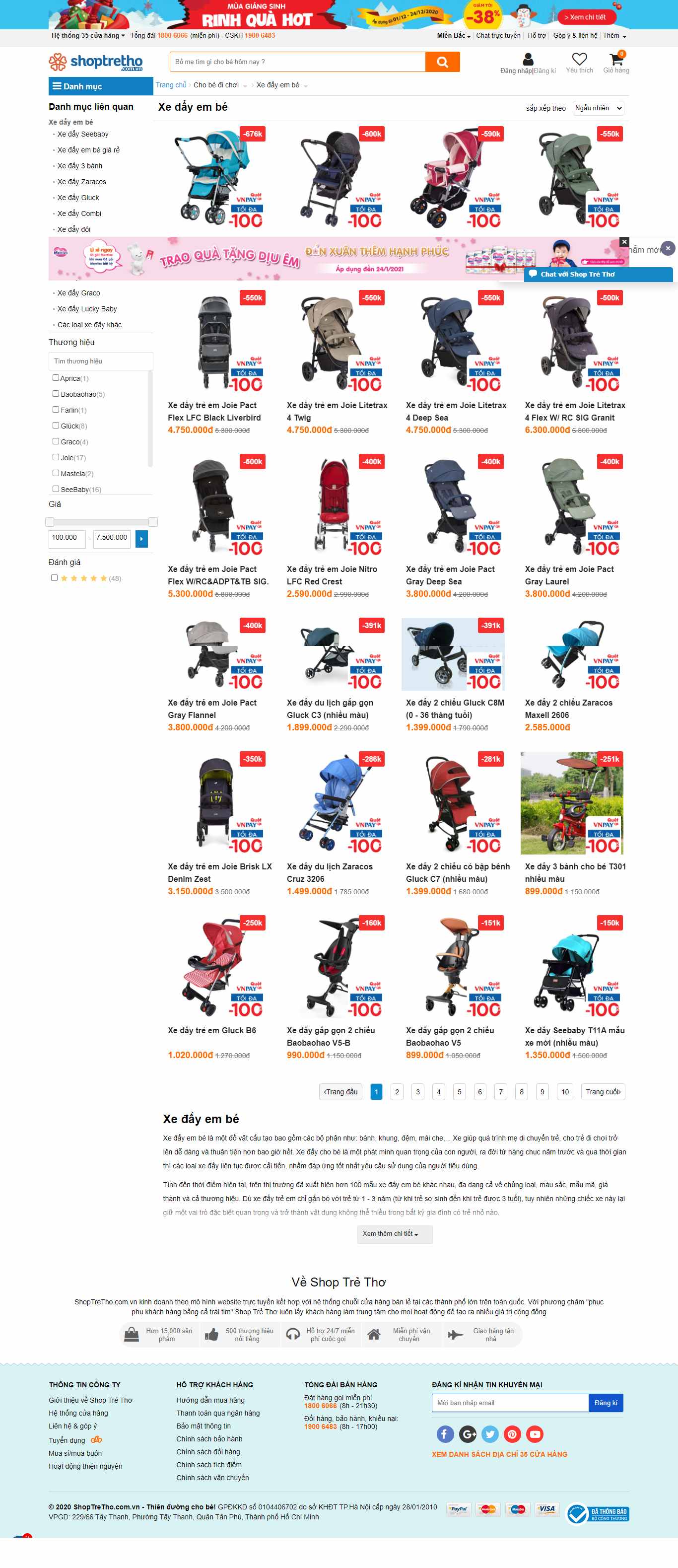 Thiết kế Web xe đẩy cho bé shoptretho.com.vn