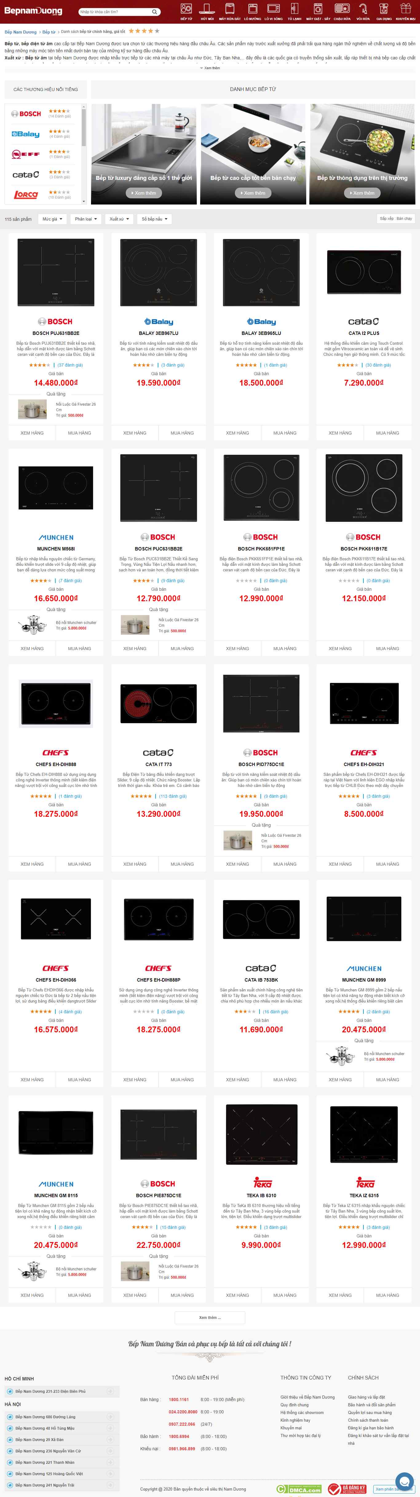 Thiết kế Web bán bếp từ bepnamduong.vn