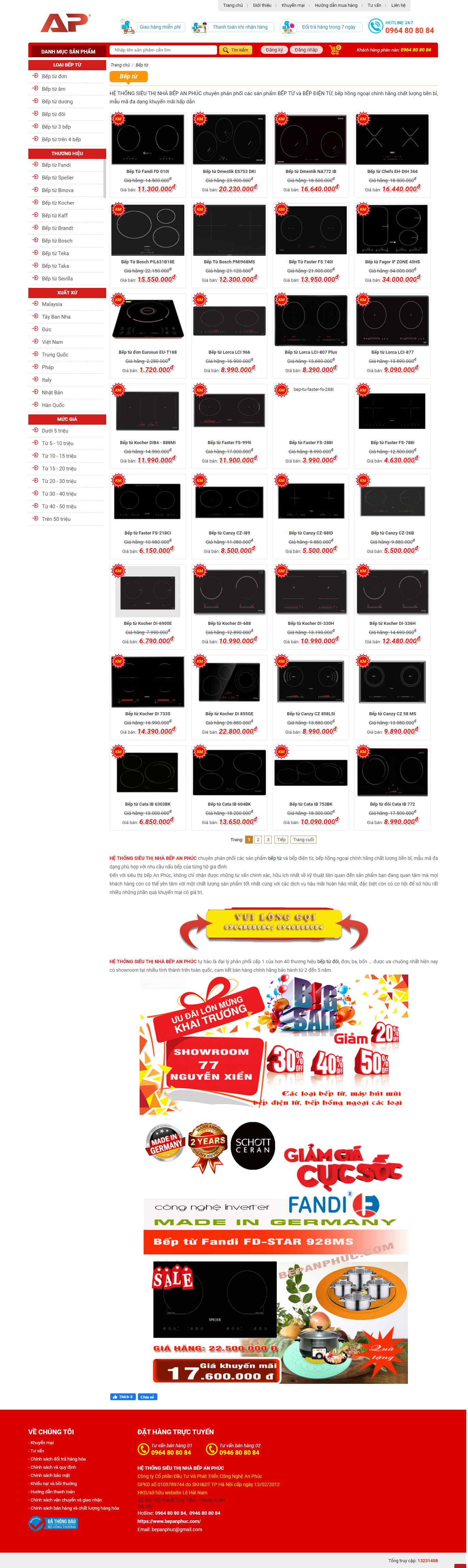 Thiết kế Web bán bếp từ bepanphuc.com