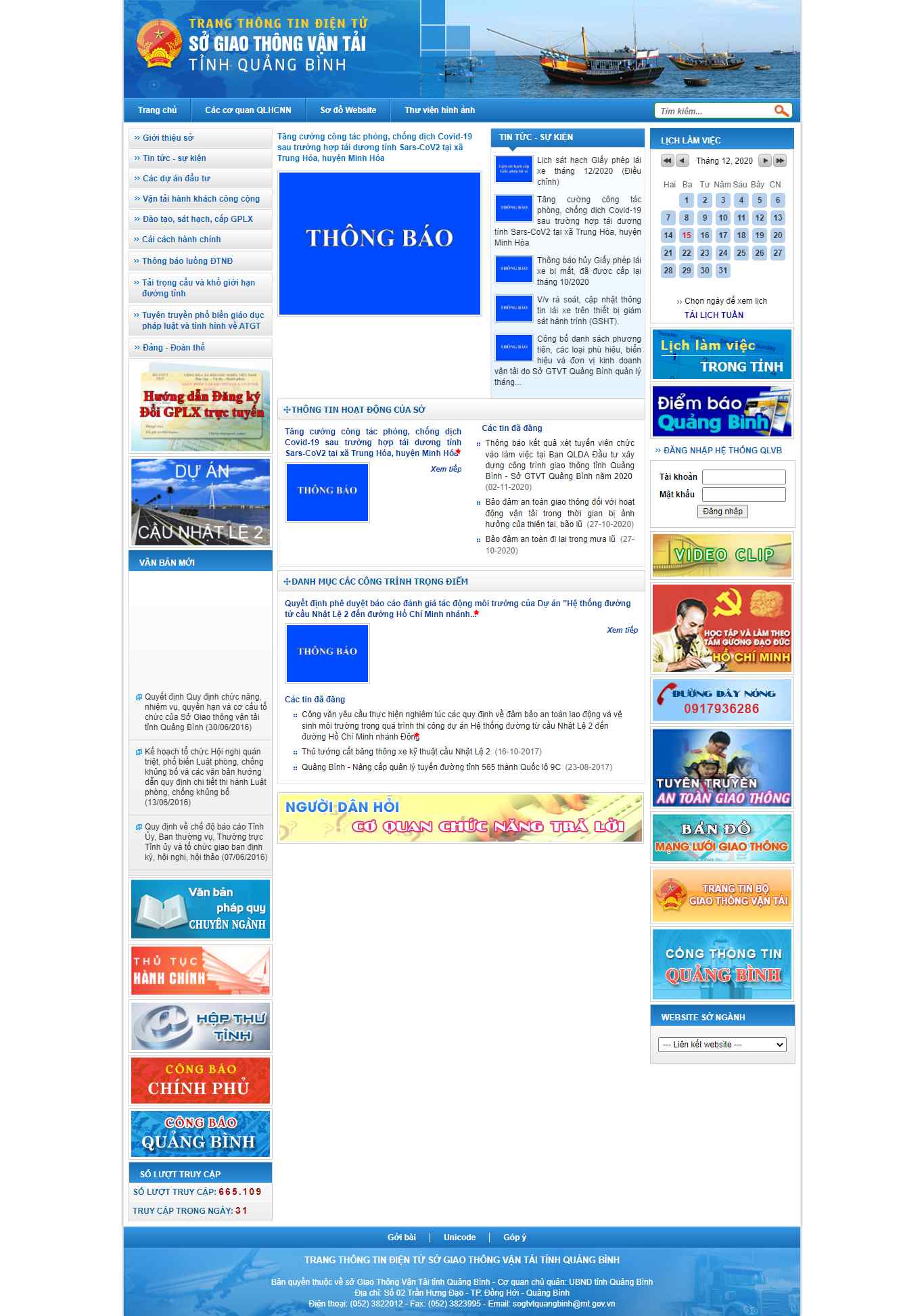 Thiết kế Web giao thông vận tải sgtvt.quangbinh.gov.vn